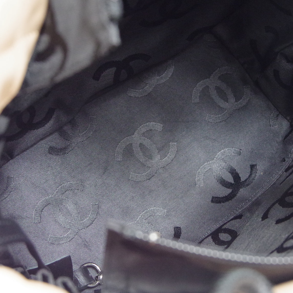 CHANEL Cambon Ligne Hand Tote Bag Beige Calfskin