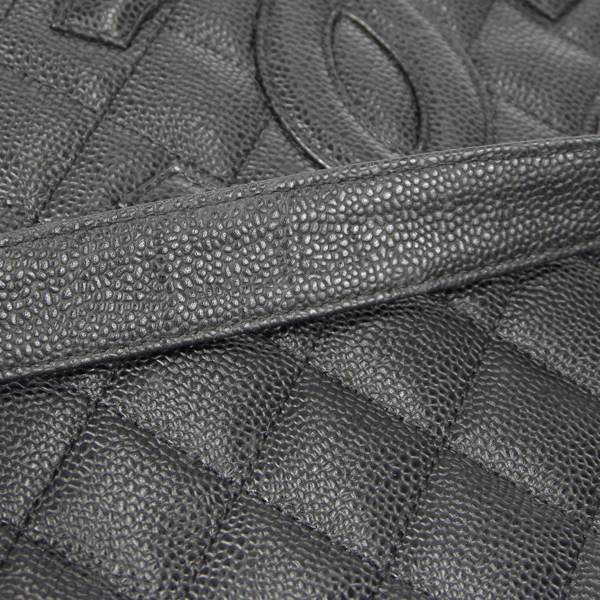 CHANEL Petite Shopping Tote PST Chain Hand Tote Bag Black Caviar