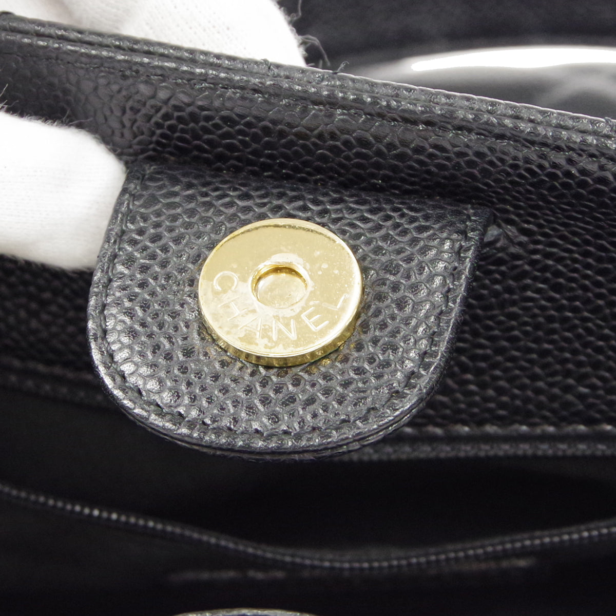 CHANEL Petite Shopping Tote PST Chain Hand Tote Bag Black Caviar