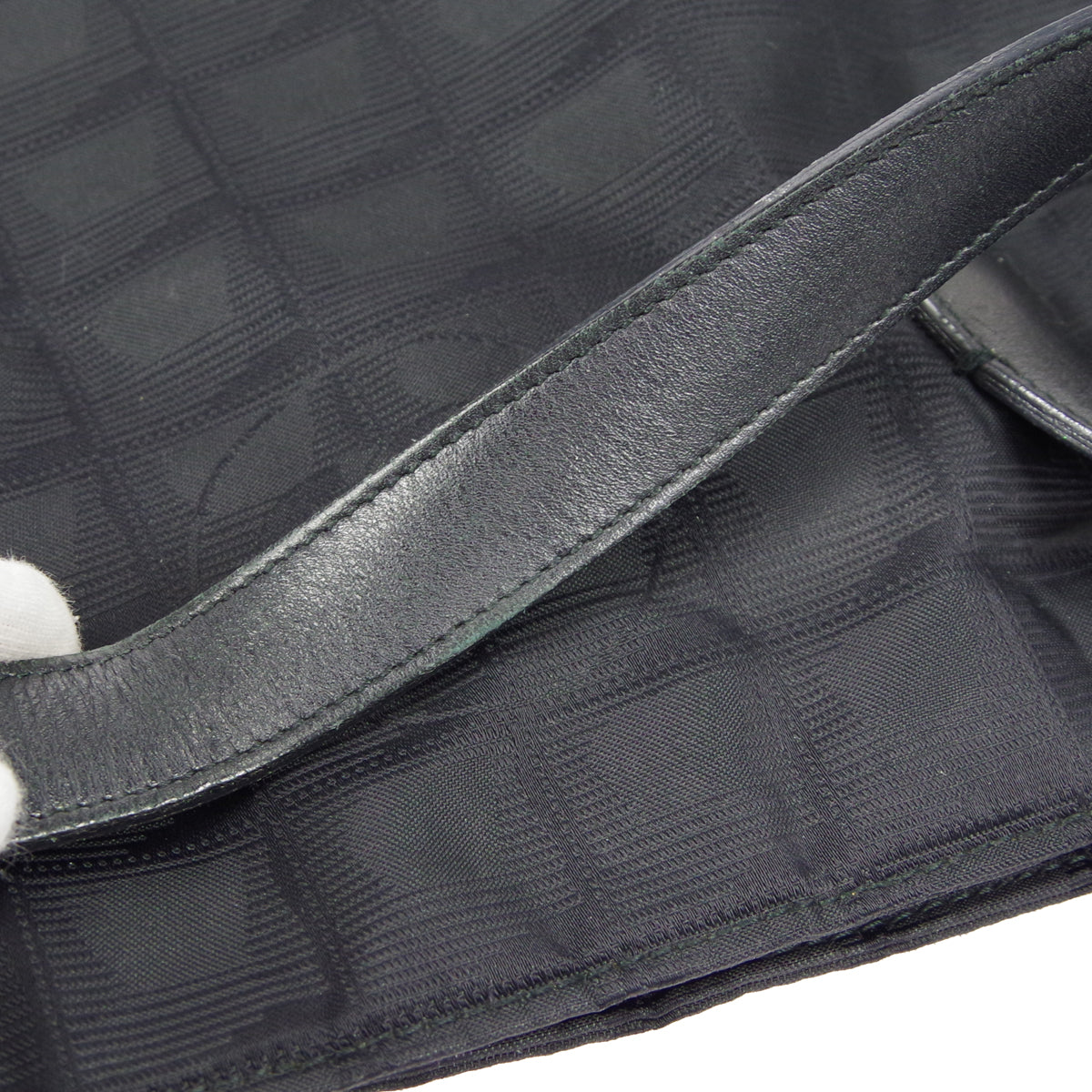 CHANEL Choco Bar Travel Line Tote Handbag Black Jacquard