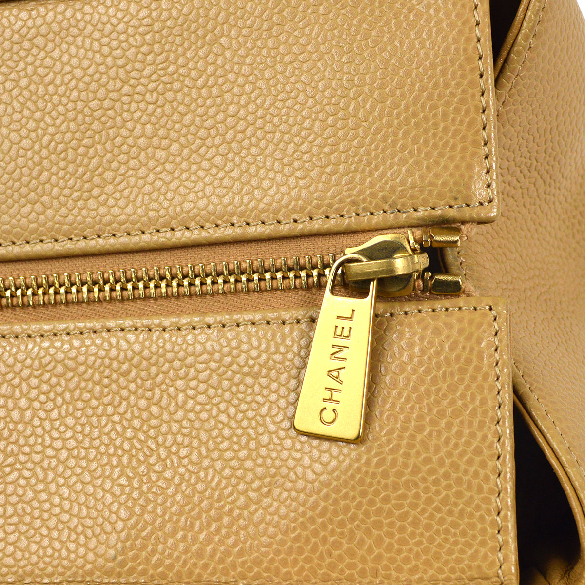 CHANEL Petit Time Rest PTT Chain Tote Bag Beige Caviar