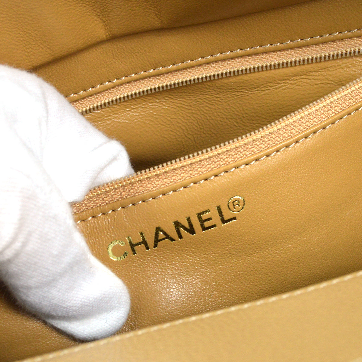 CHANEL Petit Time Rest PTT Chain Tote Bag Beige Caviar