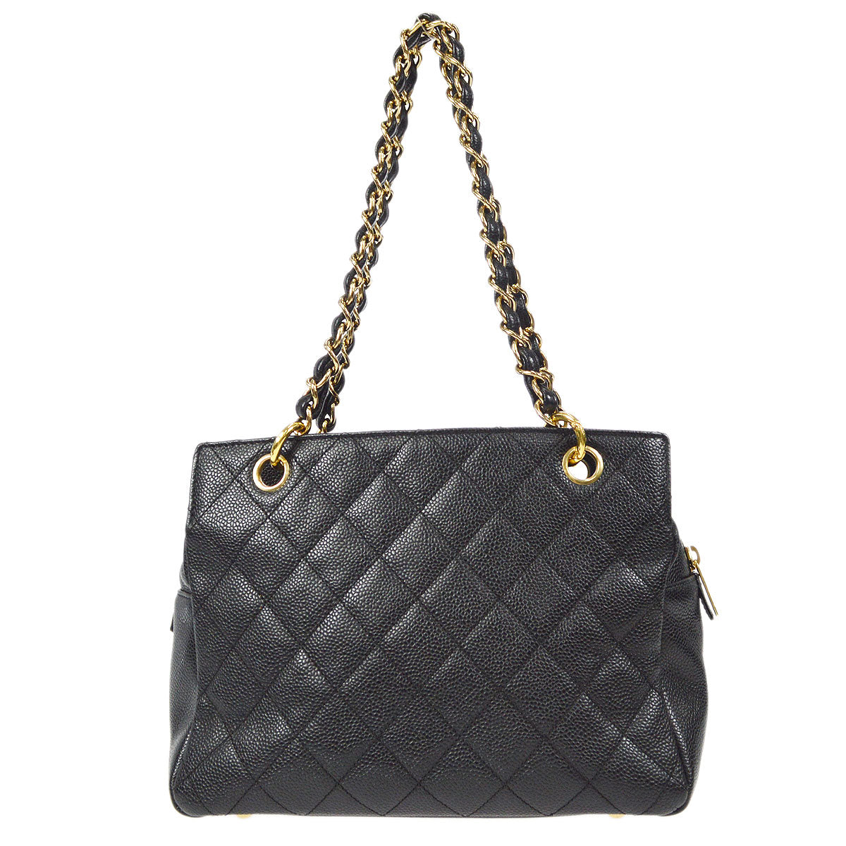 CHANEL Petite Timeless Tote PTT Chain Handbag Black Caviar