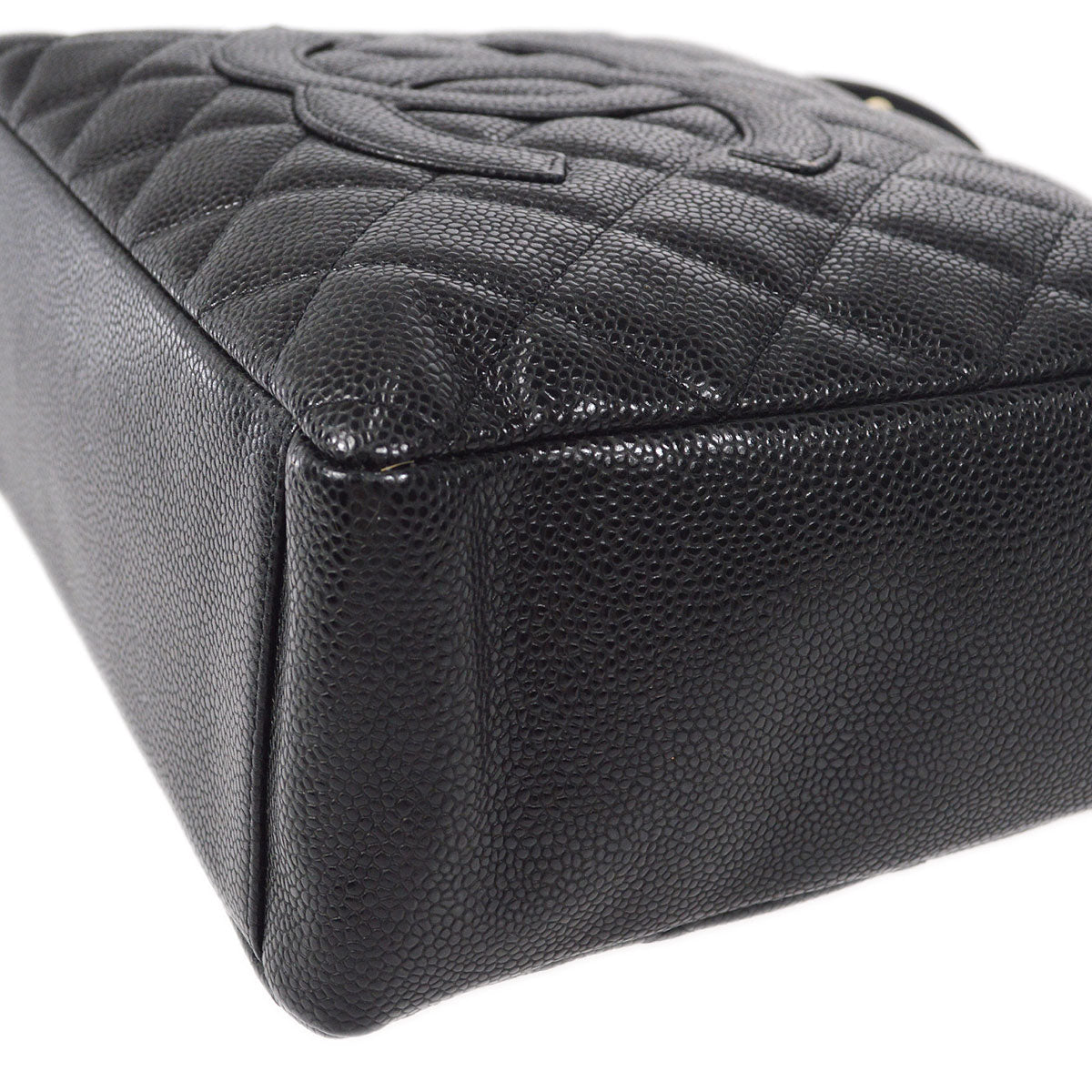 CHANEL Petite Shopping Tote PST Chain Hand Tote Bag Black Caviar