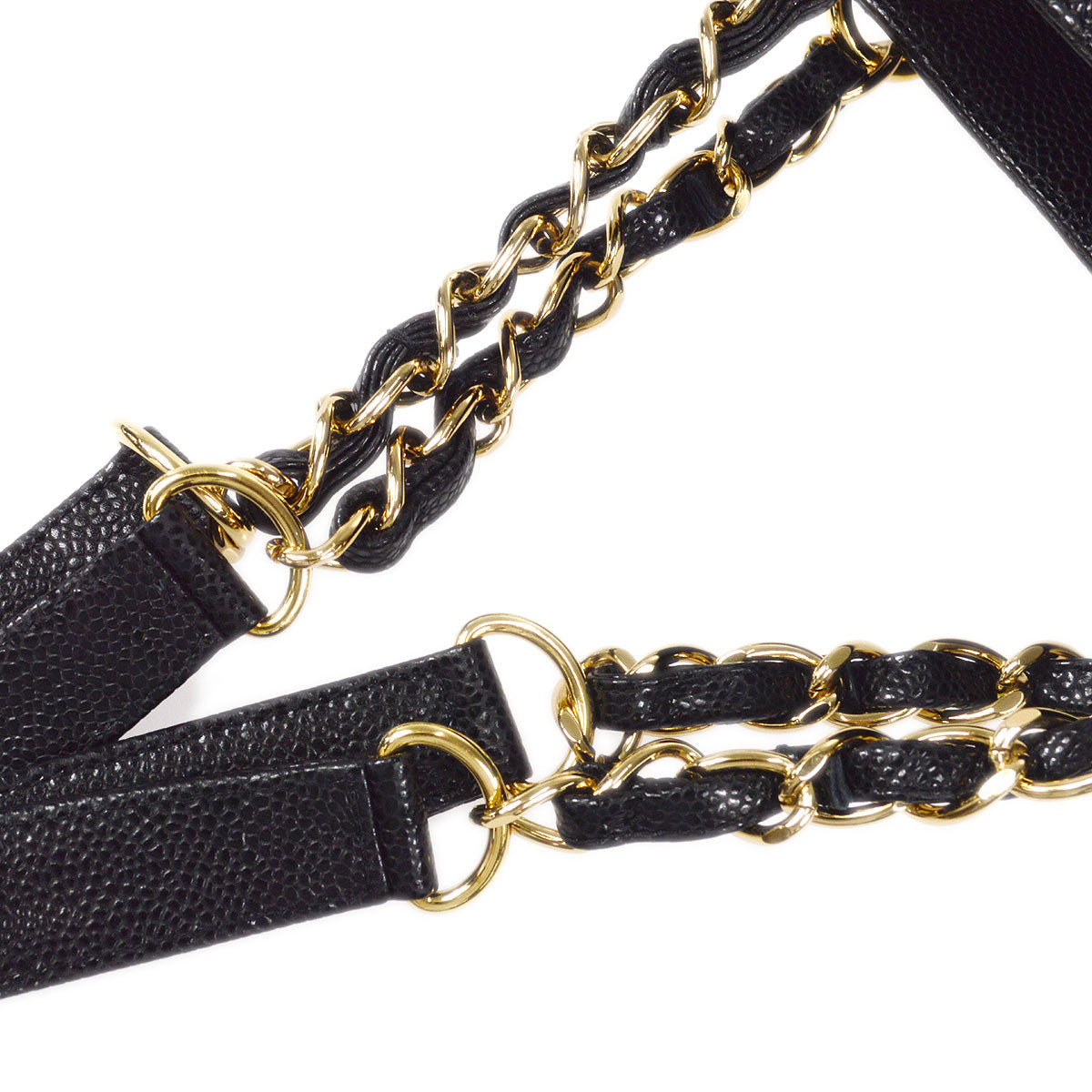 CHANEL Petite Shopping Tote PST Chain Hand Tote Bag Black Caviar