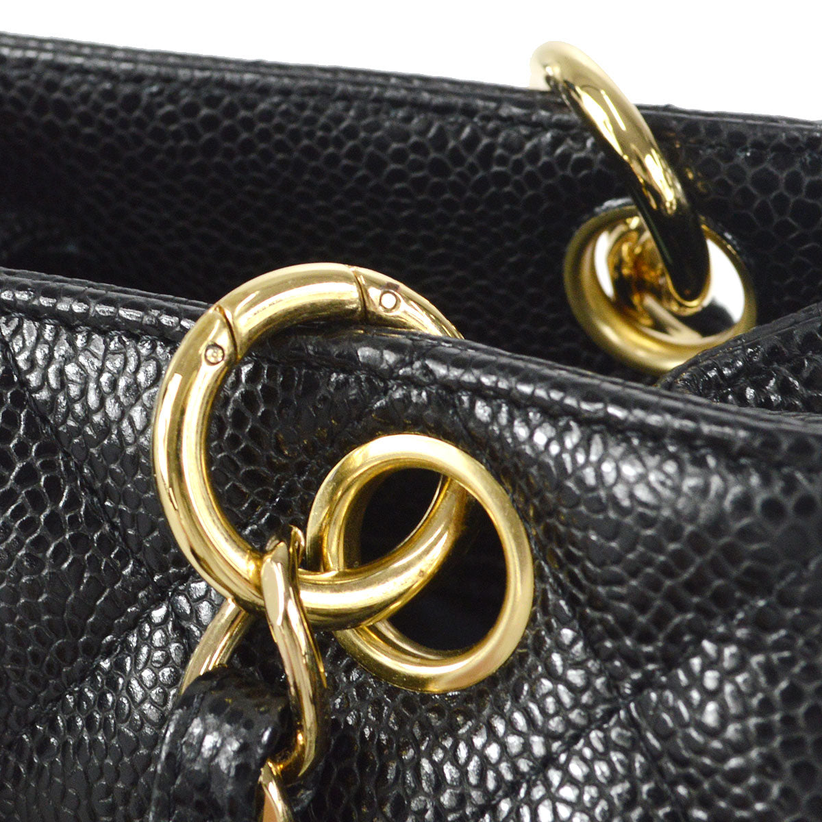 CHANEL Petite Shopping Tote PST Chain Hand Tote Bag Black Caviar