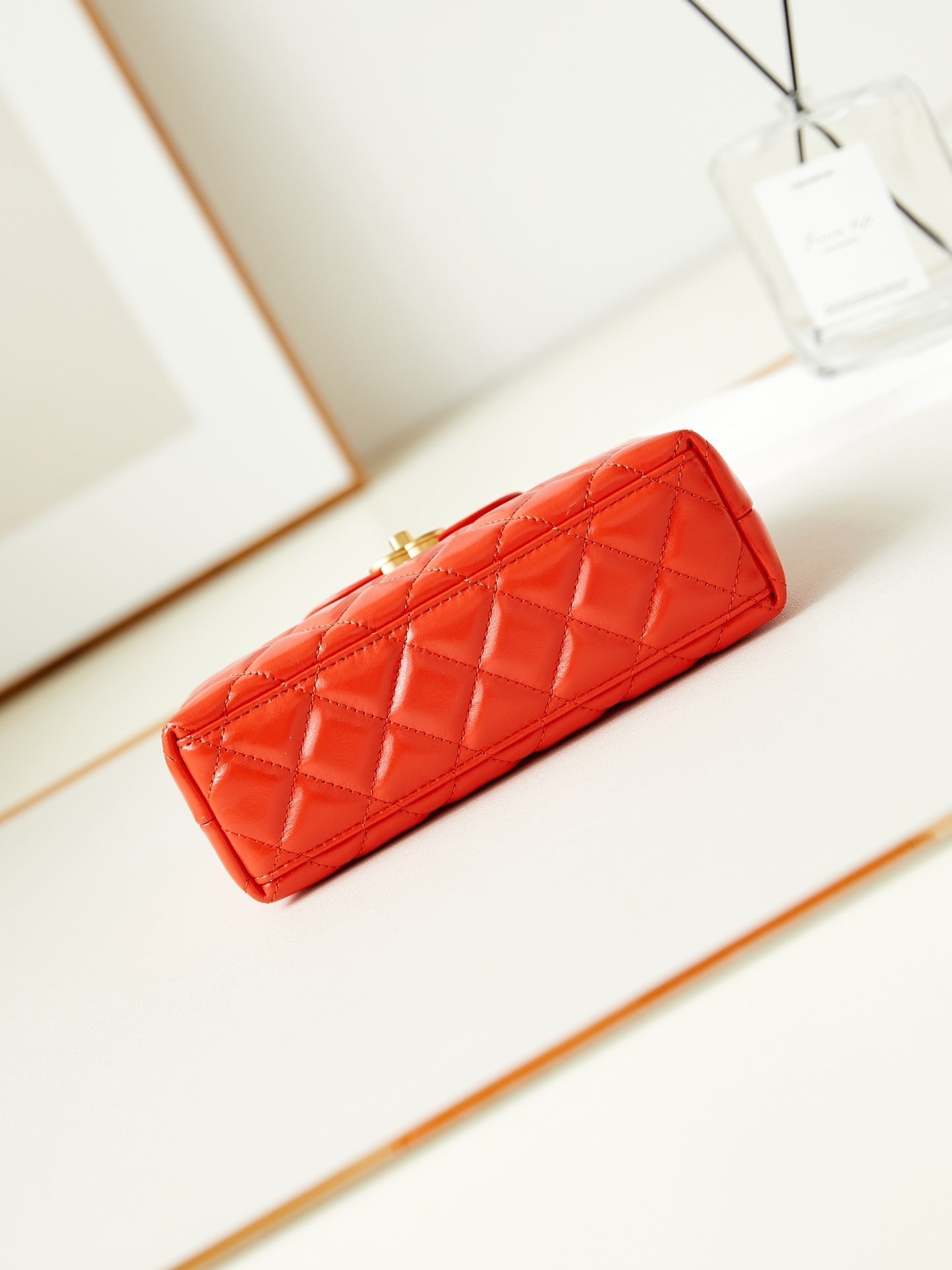 CHANEL 24a nano 19cm kelly shopper bag hot orange lambskin