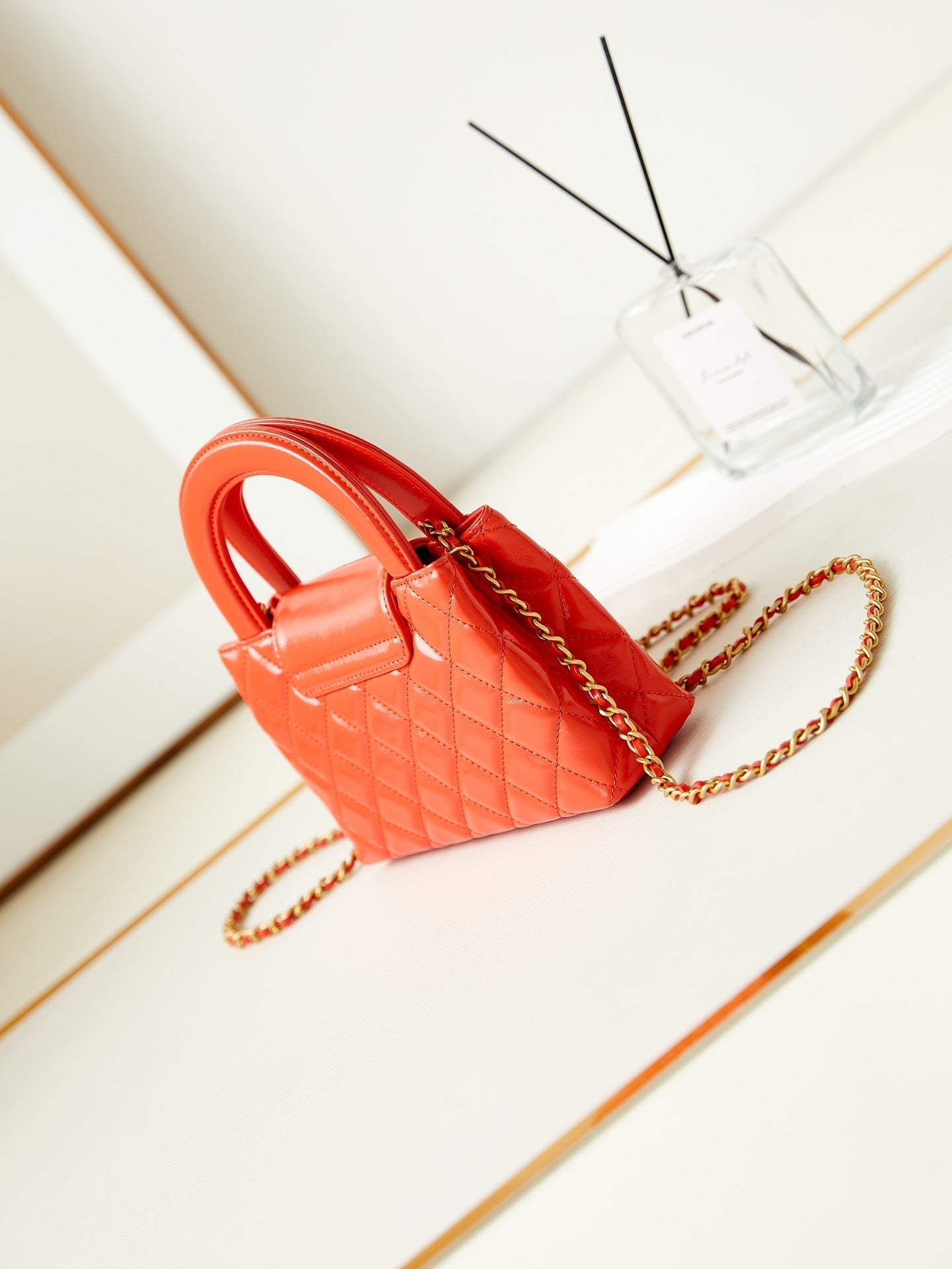 CHANEL 24a nano 19cm kelly shopper bag hot orange lambskin