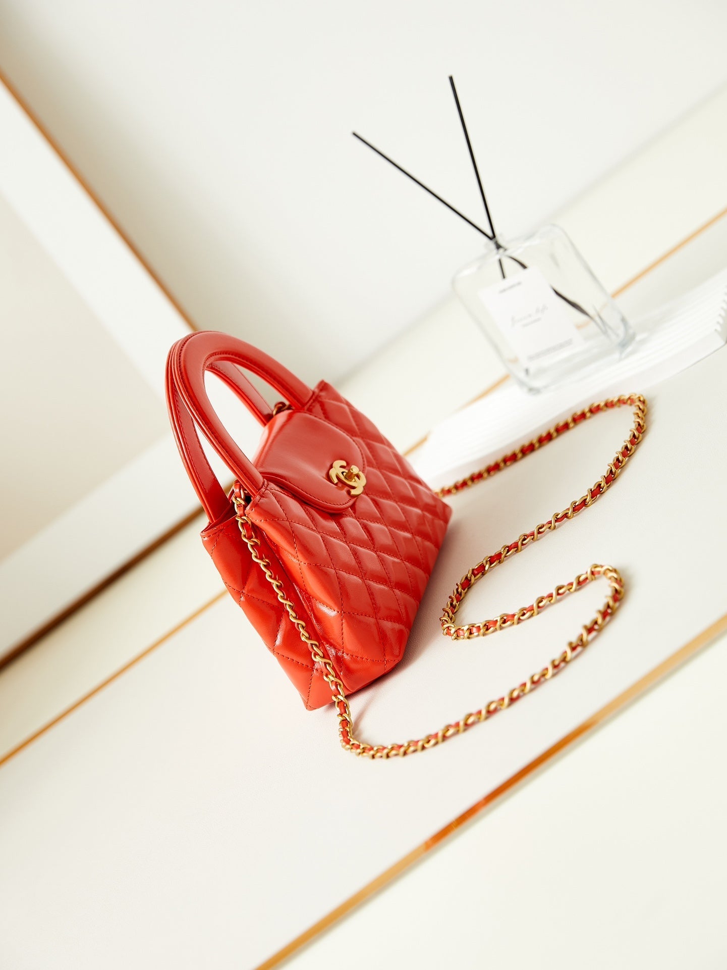 CHANEL 24a nano 19cm kelly shopper bag hot orange lambskin