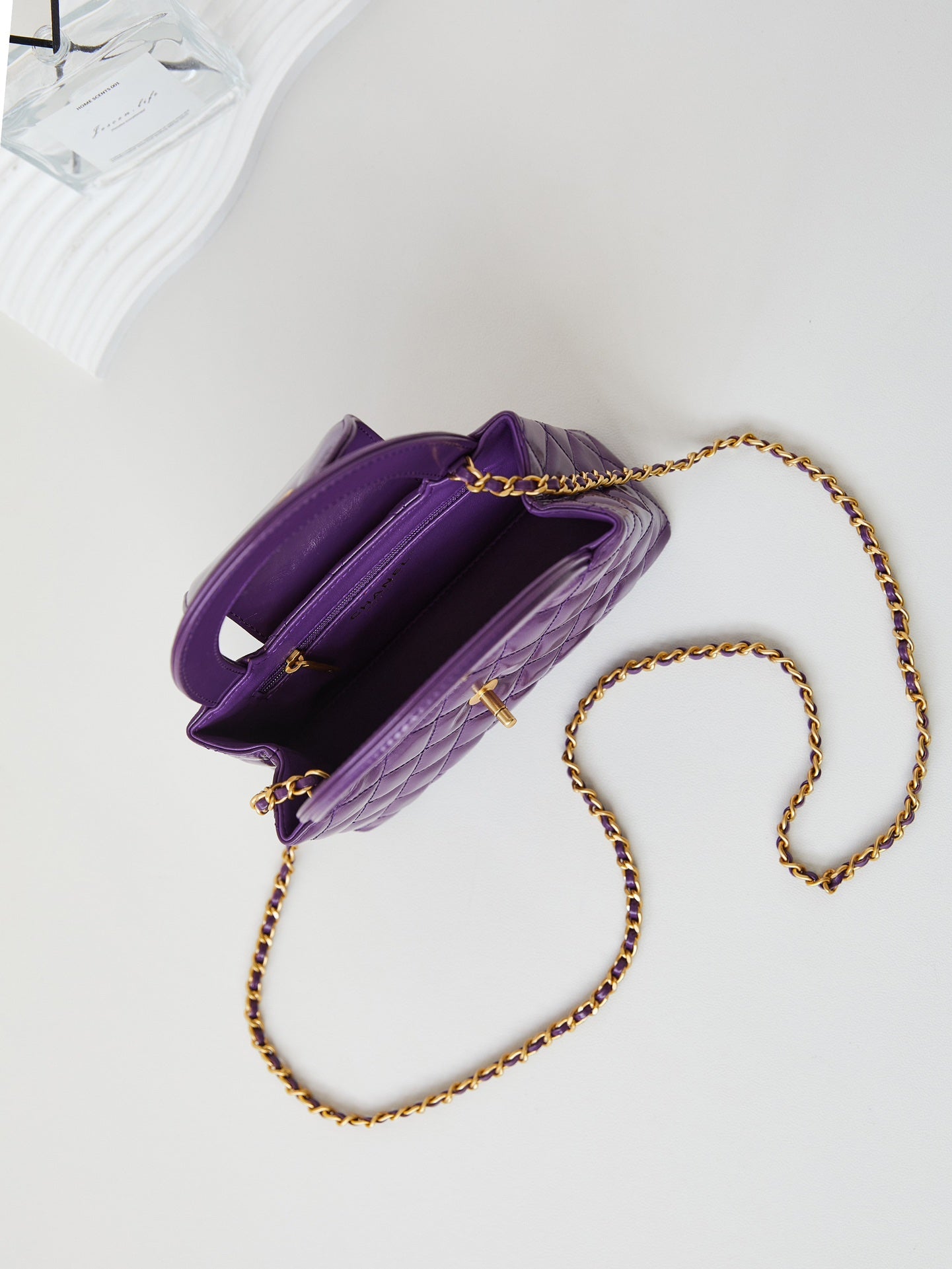 CHANEL 24a nano 19cm kelly shopper bag purple lambskin
