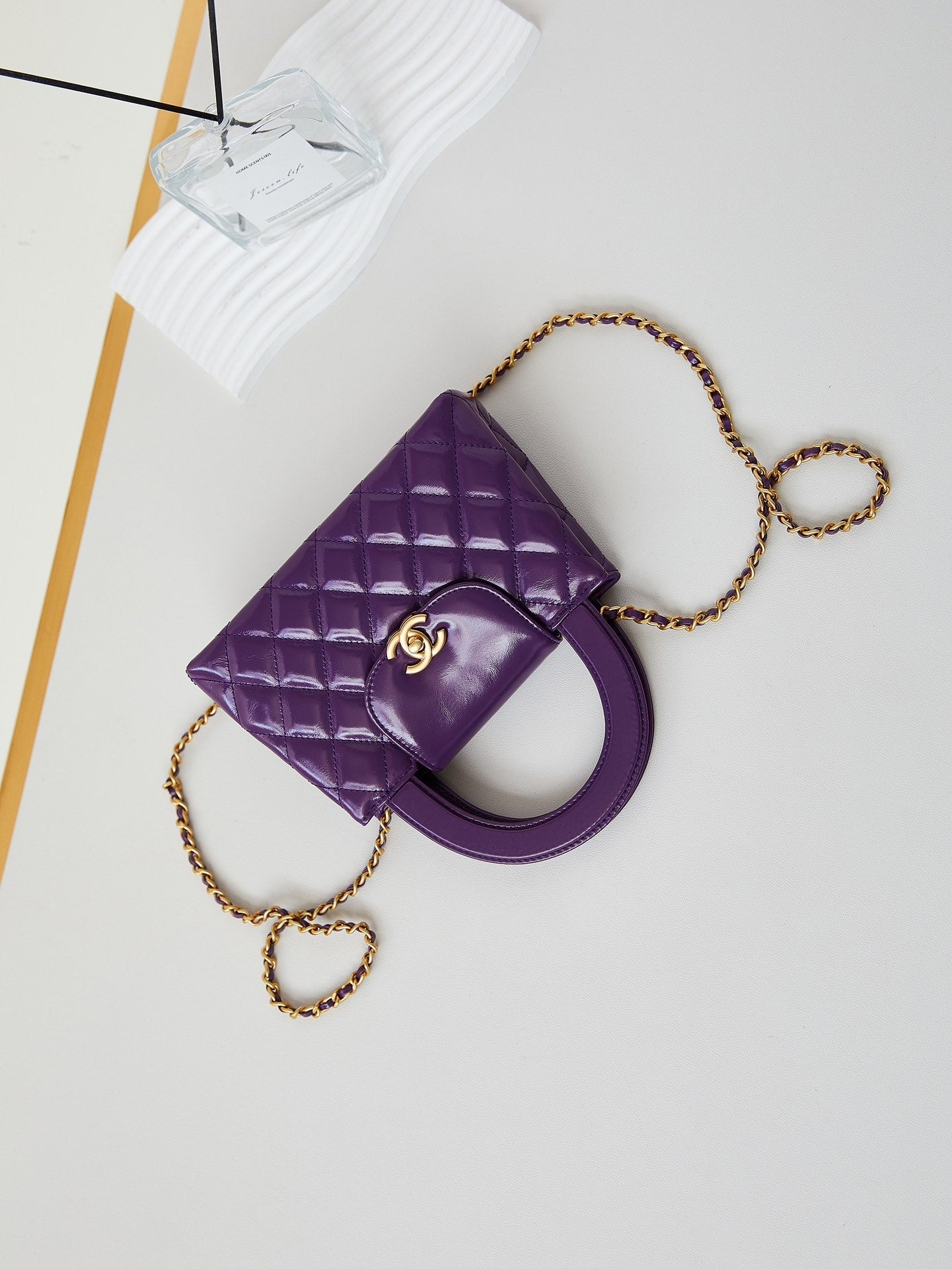 CHANEL 24a nano 19cm kelly shopper bag purple lambskin