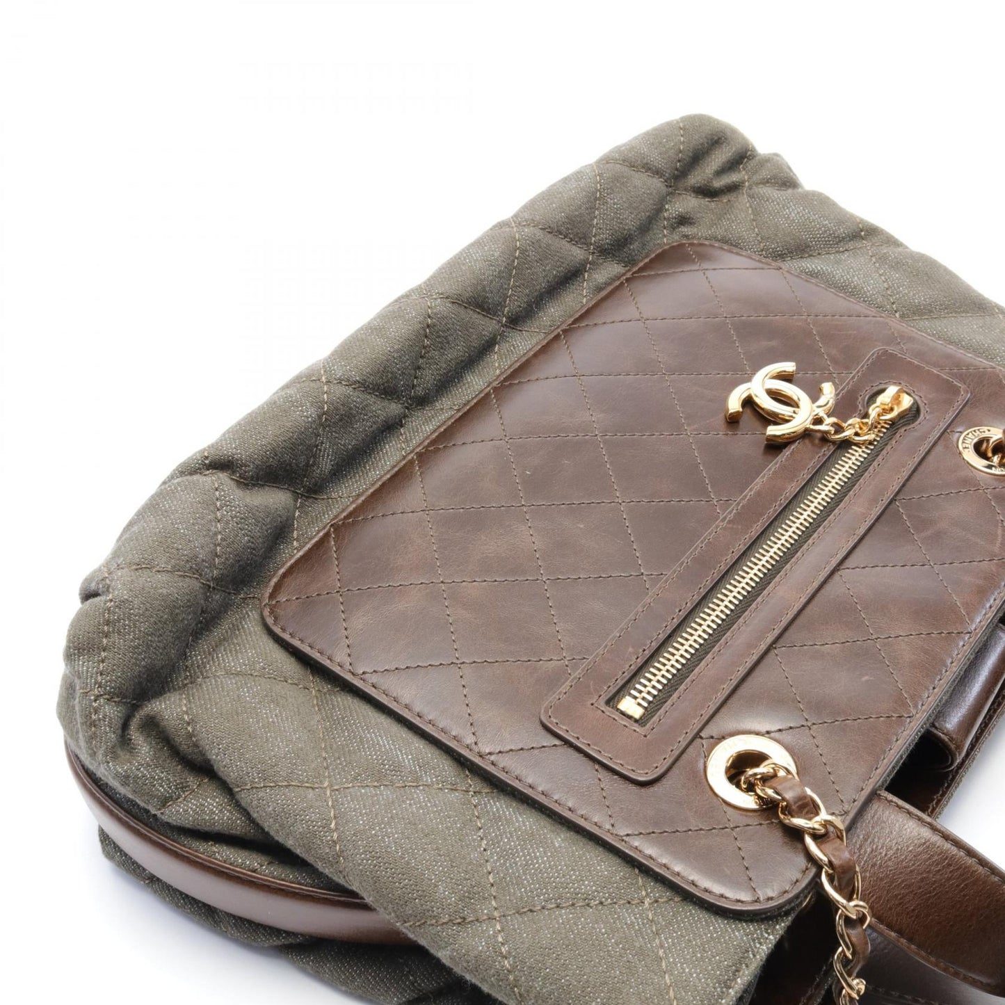 Chanel Matelasse Canvas Leather Shoulder Bag