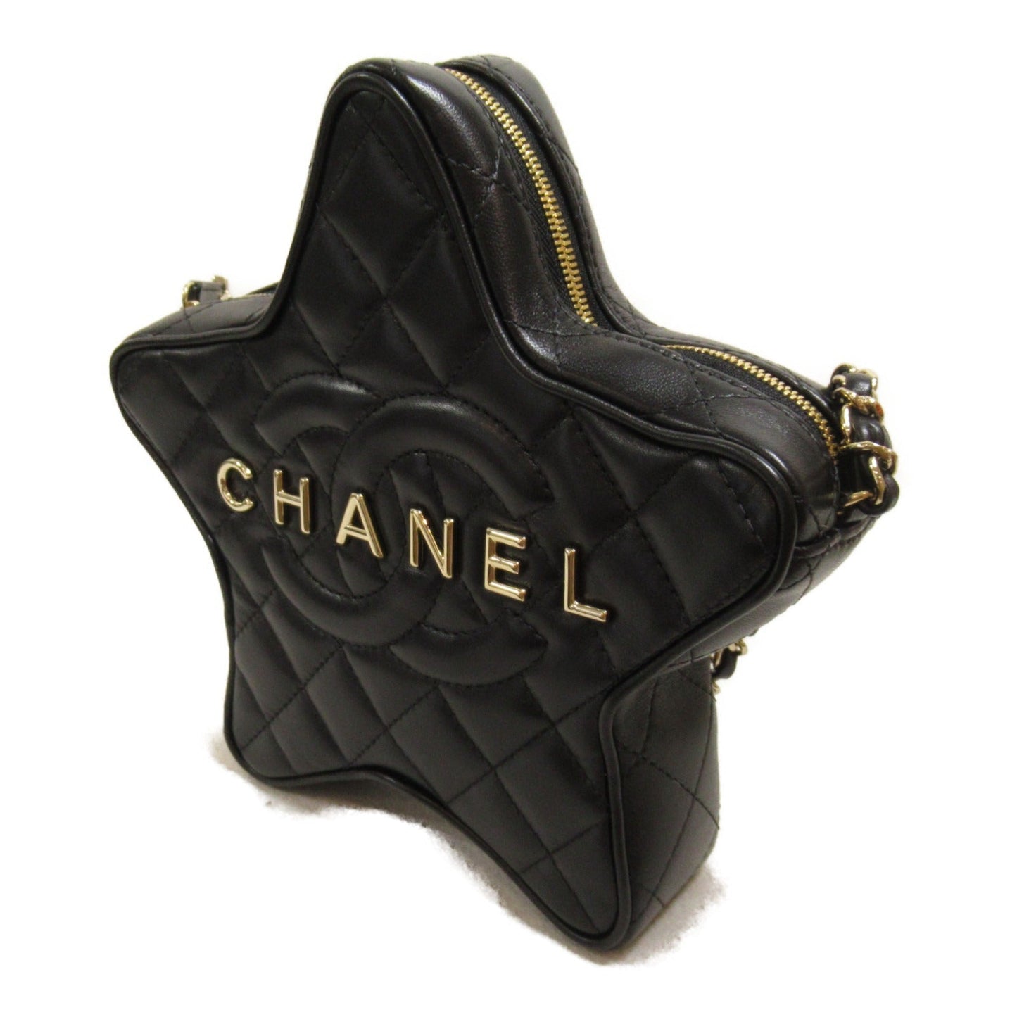 Chanel Star Chain Shoulder Bag Lambskin Black