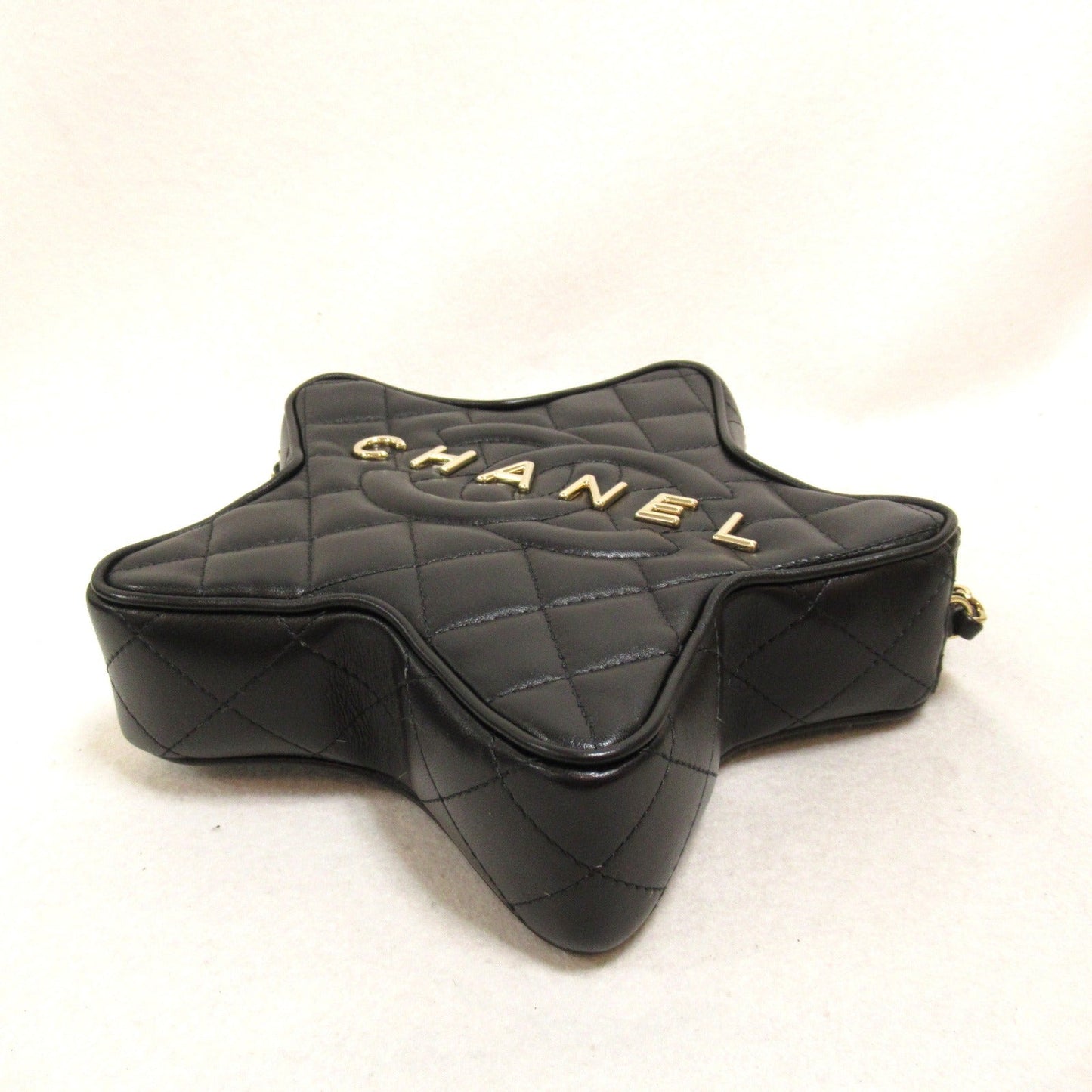Chanel Star Chain Shoulder Bag Lambskin Black