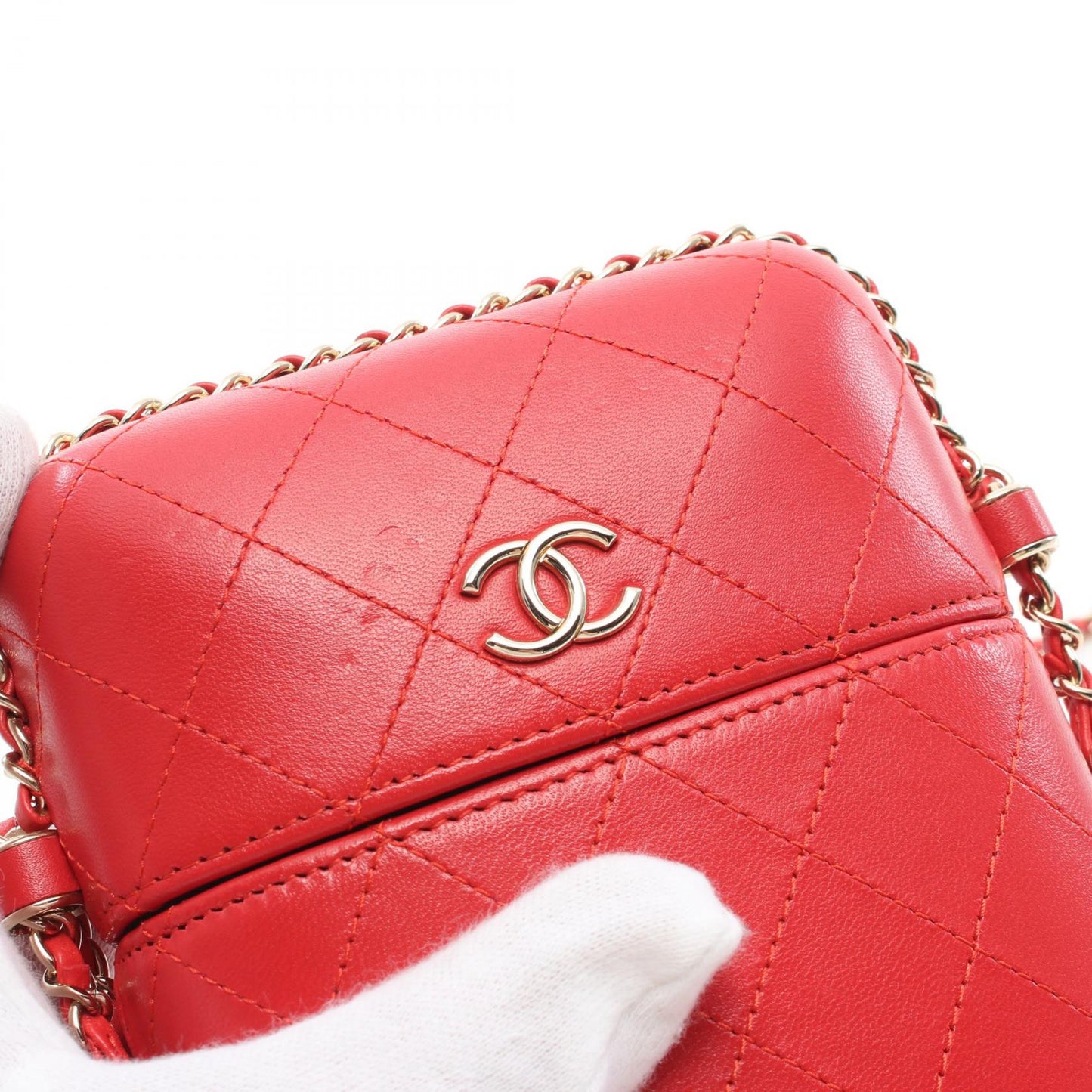 Chanel CC Chain Around Phone Holder Leather Shoulder Bag