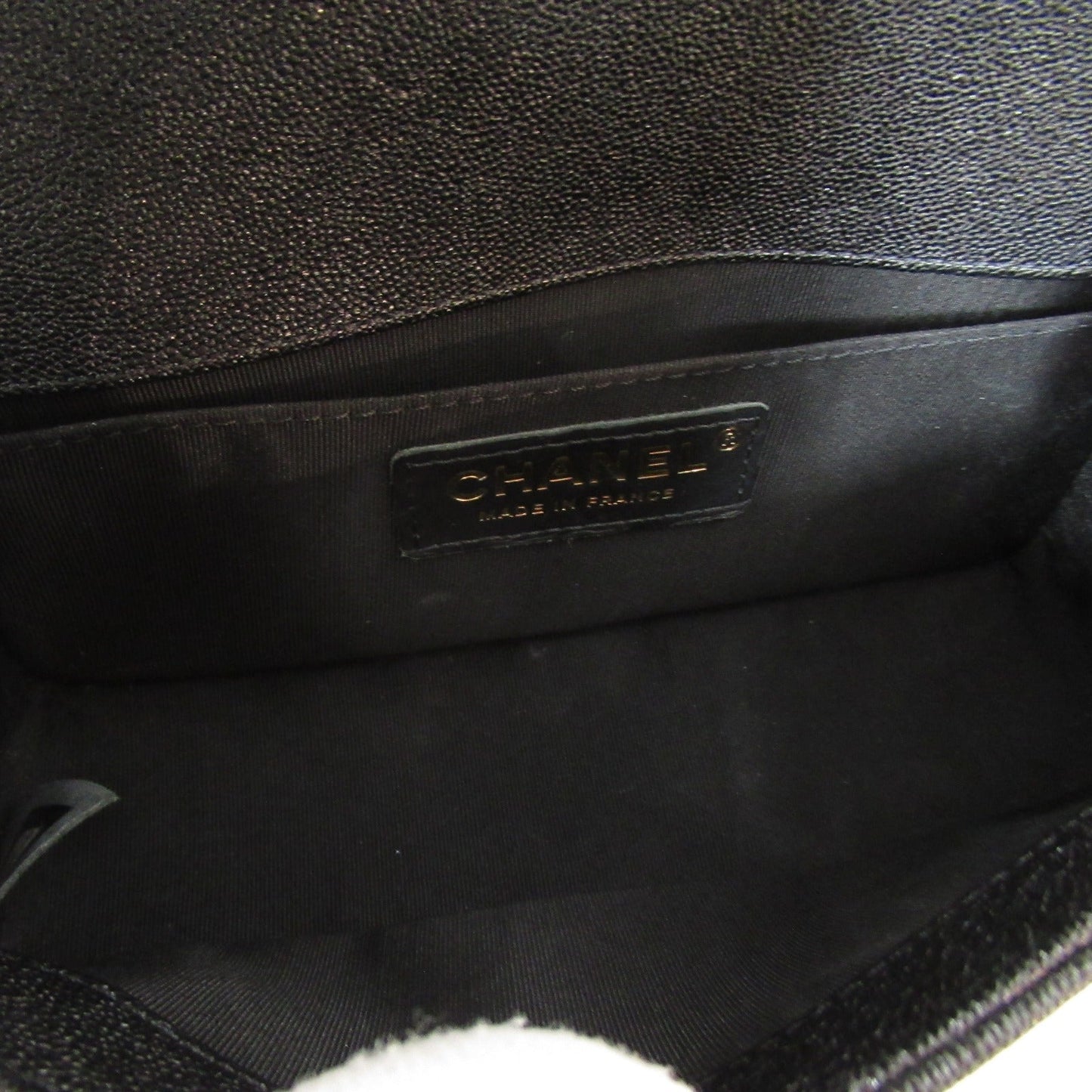 Chanel Boy Caviar Chain Shoulder Bag Black
