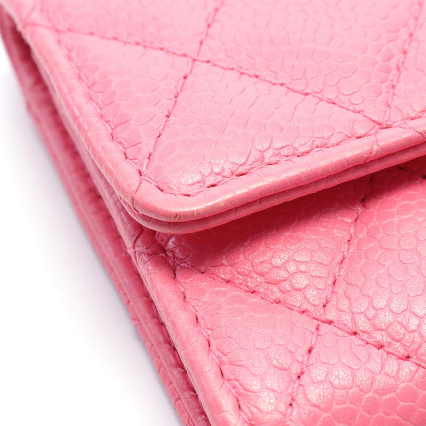 Chanel Caviar Matelasse Card Case Pink