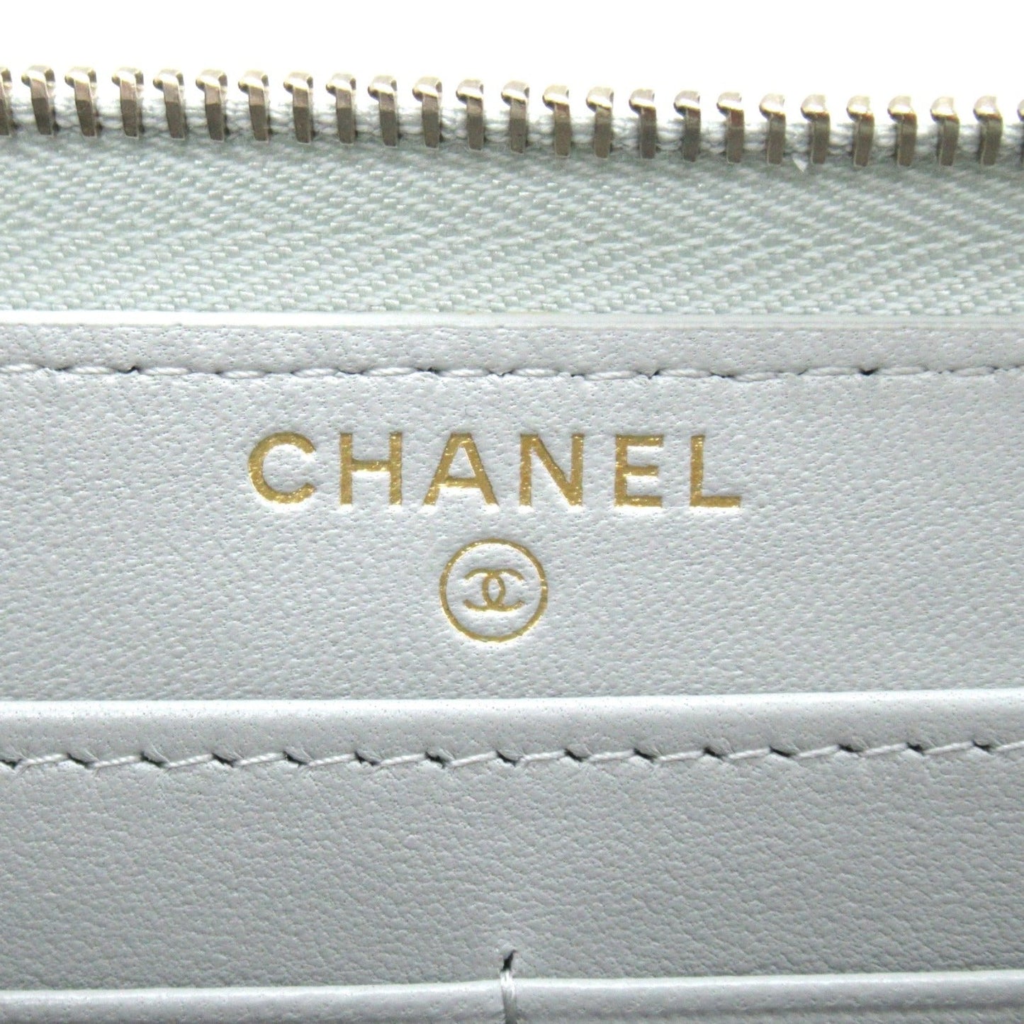 Chanel Matelasse Round Wallet Grey Leather