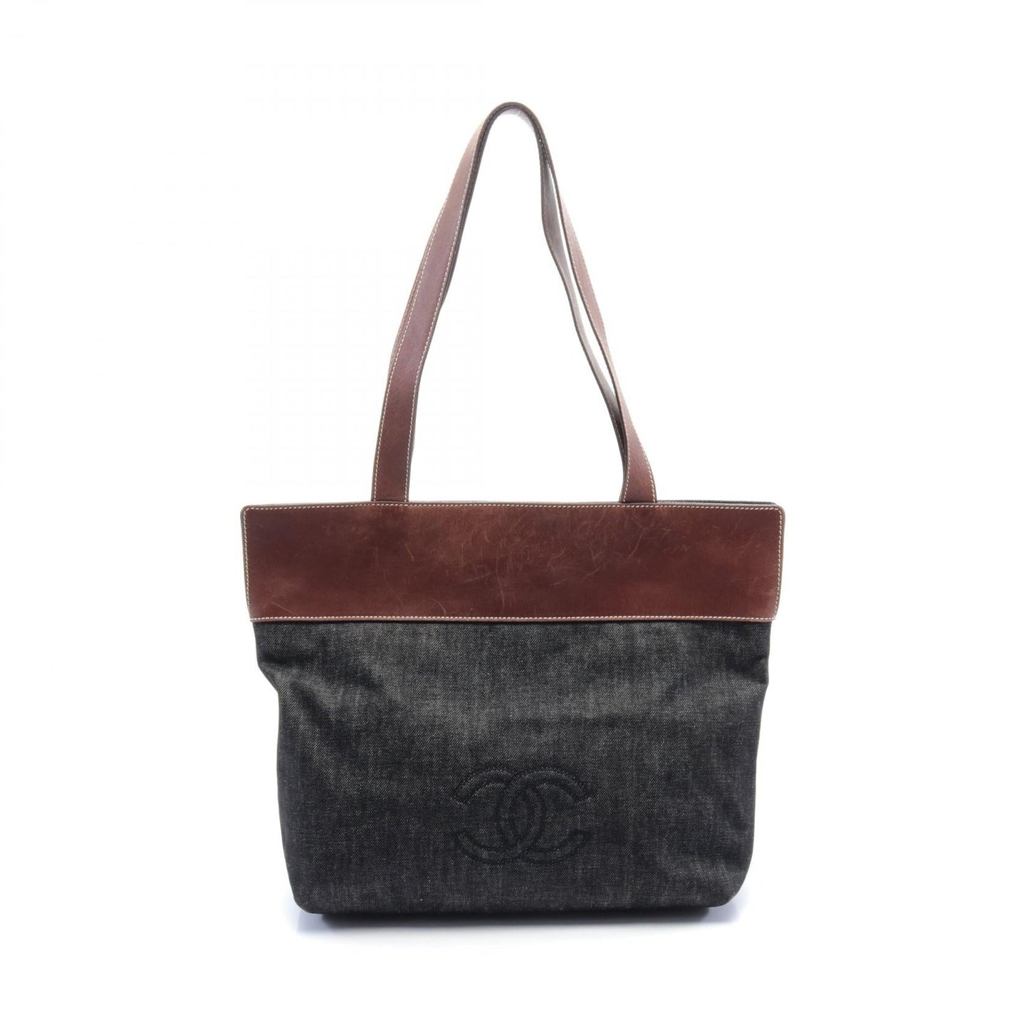 Chanel Coco Mark Denim Leather Tote Bag