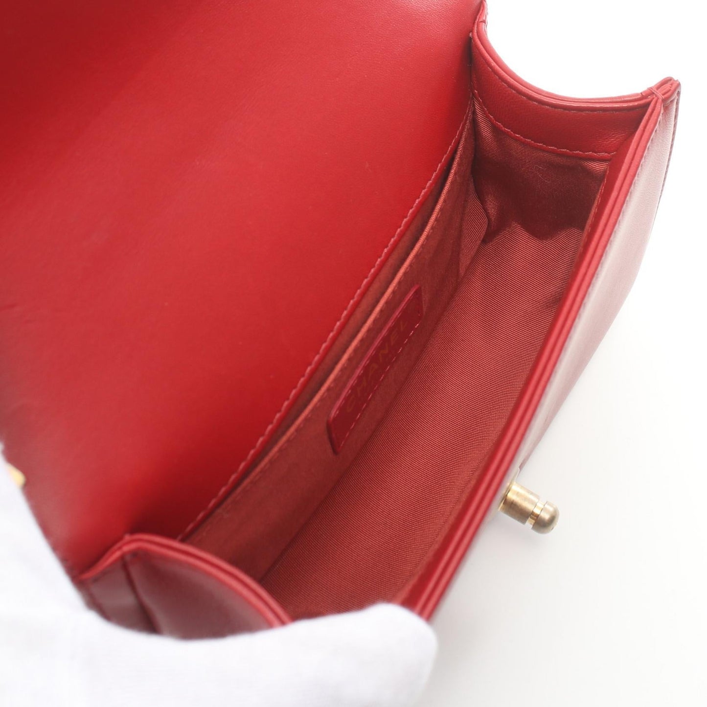 Chanel Boy Shoulder Bag Red Lambskin