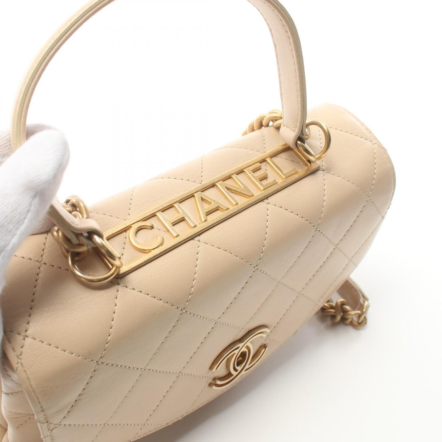 Chanel Matelasse Lambskin Handbag Beige
