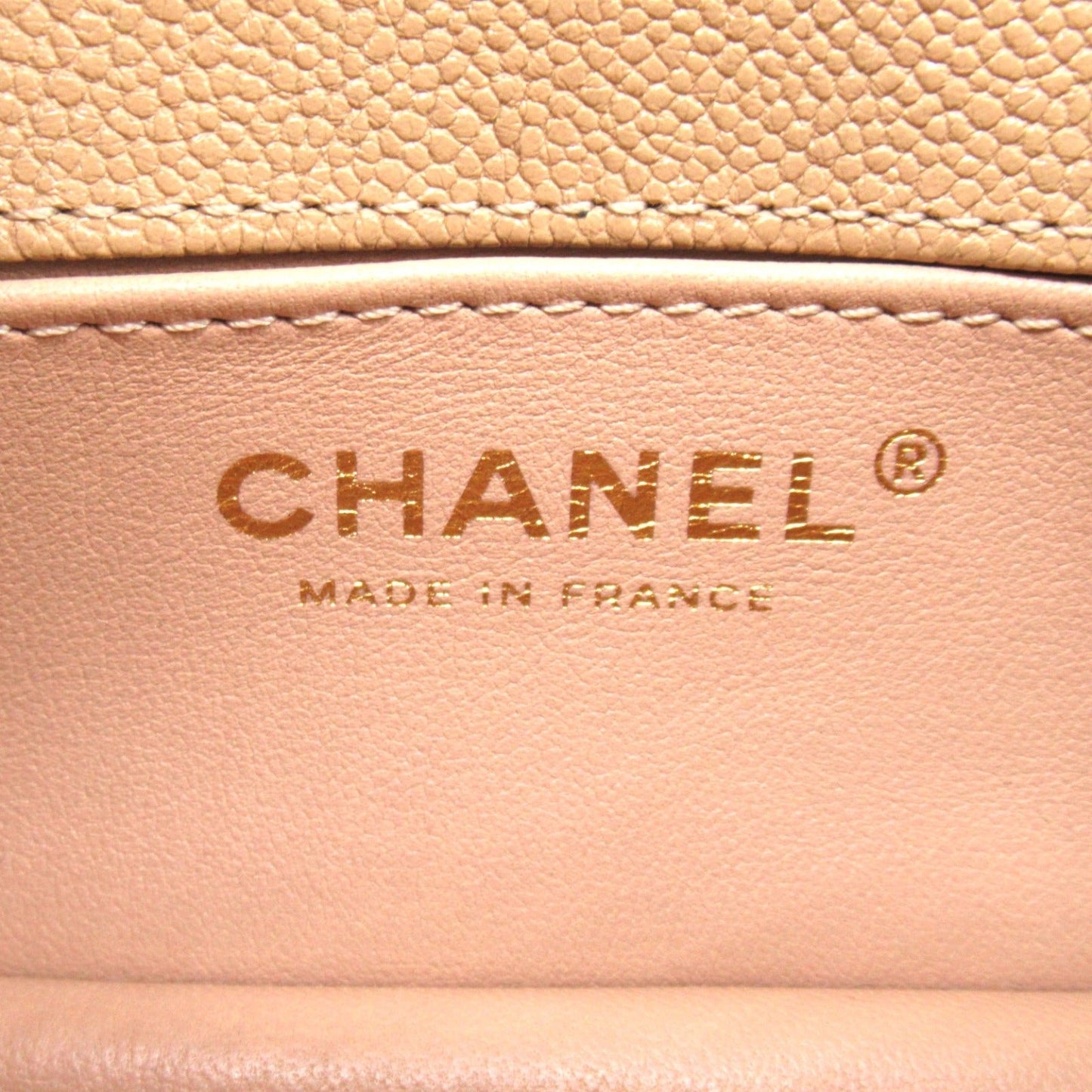 Chanel Boy V-Stitch Caviar Shoulder Bag Beige