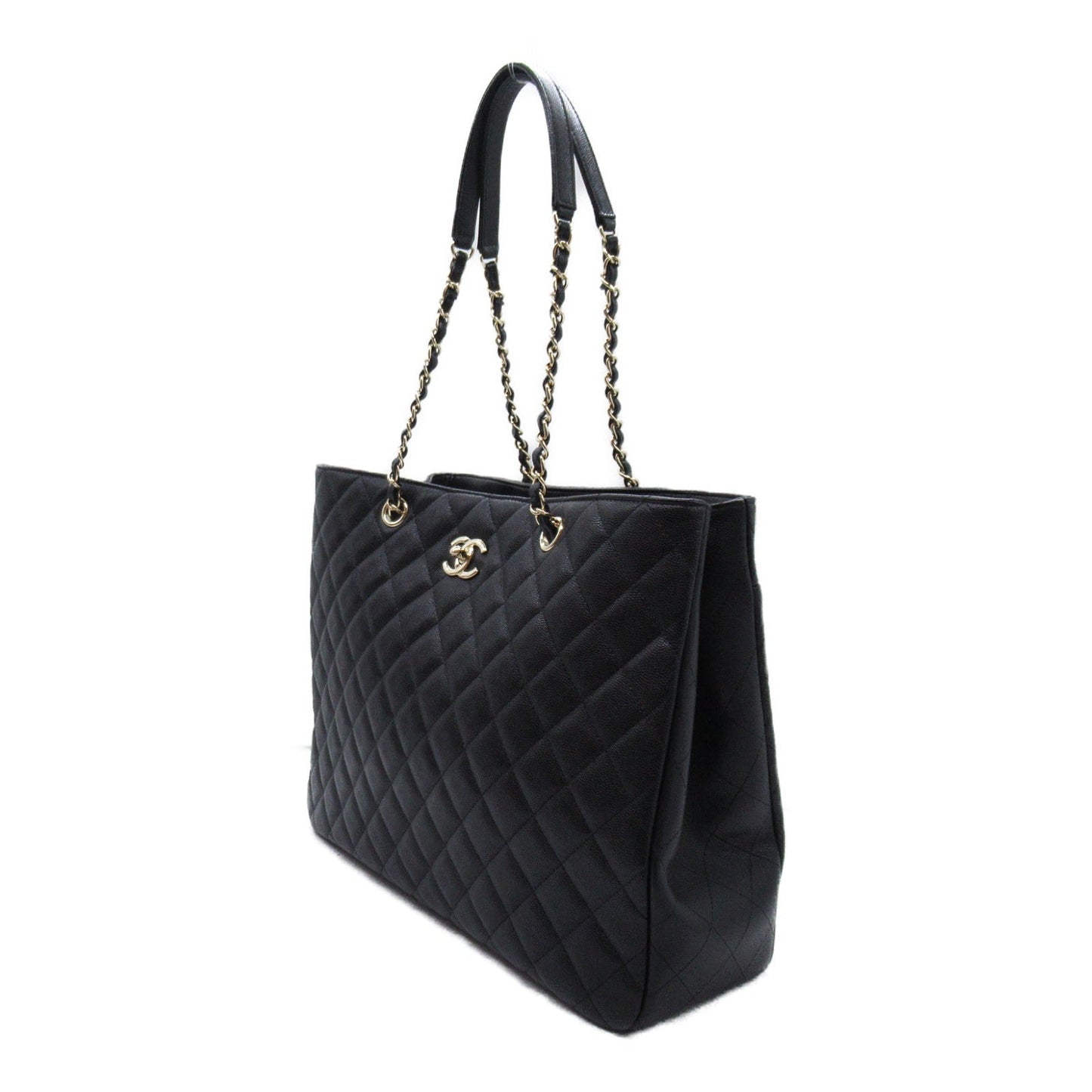 Chanel Chain Tote Bag Caviar Leather Black