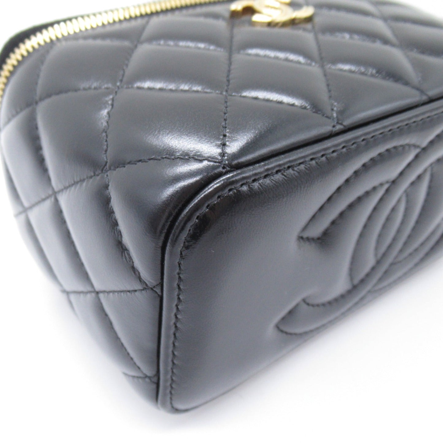 Chanel Chain Vanity Bag Black Leather