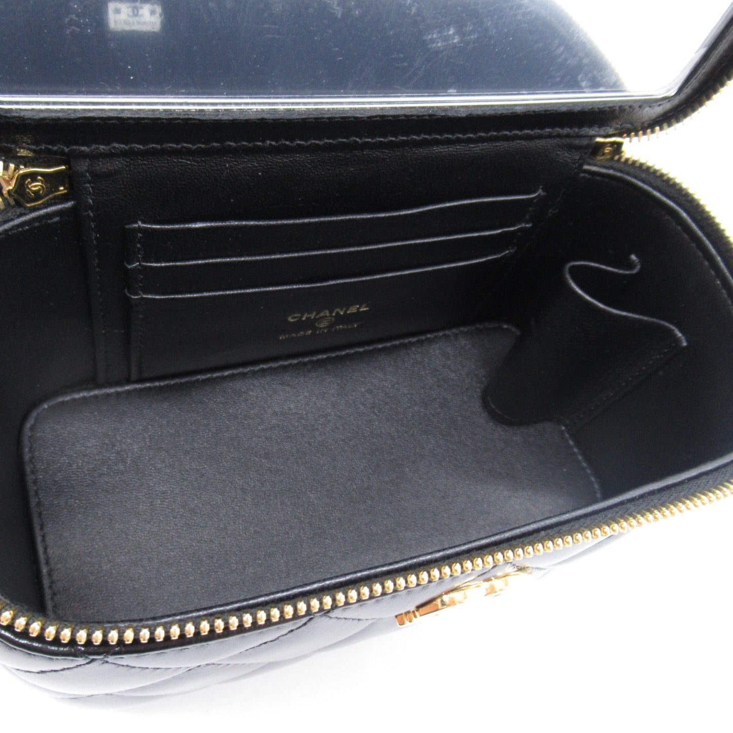 Chanel Chain Vanity Bag Black Leather
