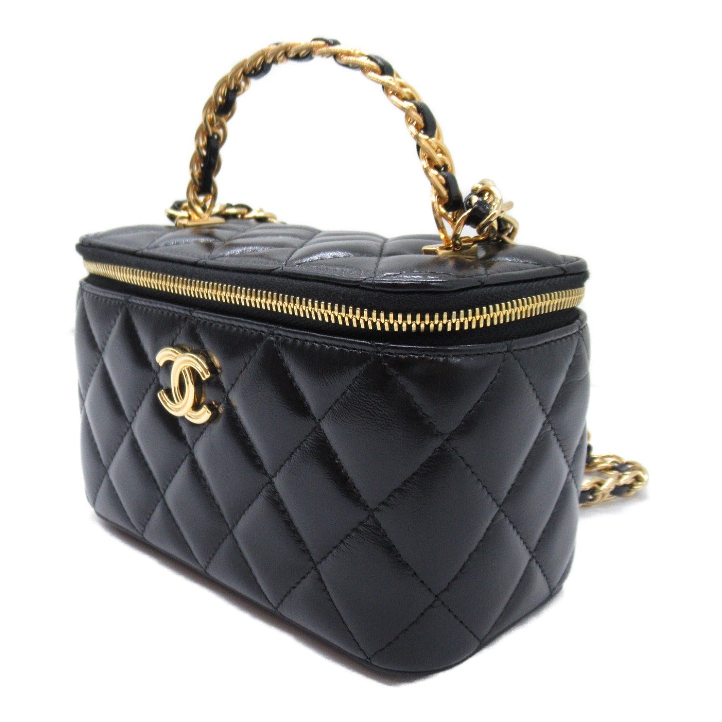 Chanel Chain Vanity Bag Black Leather