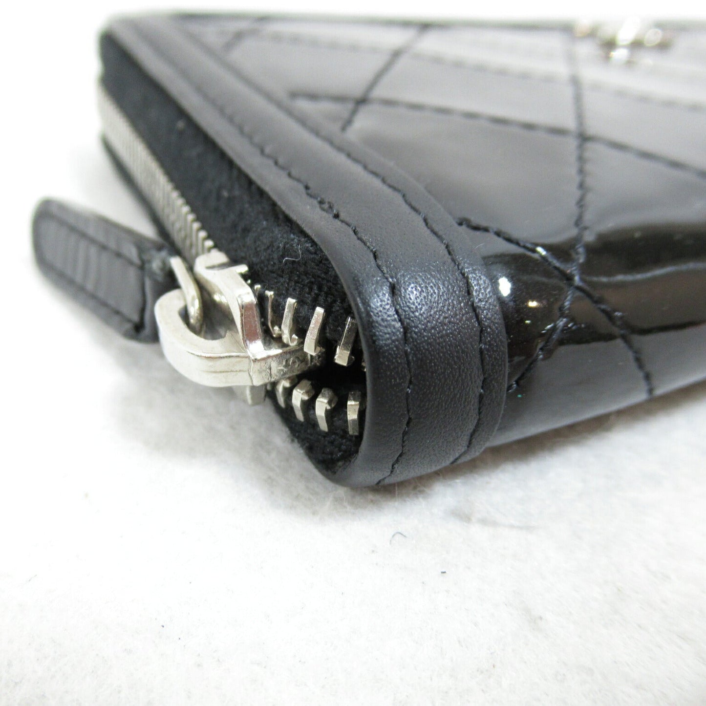 Chanel Black Enamel Round Wallet