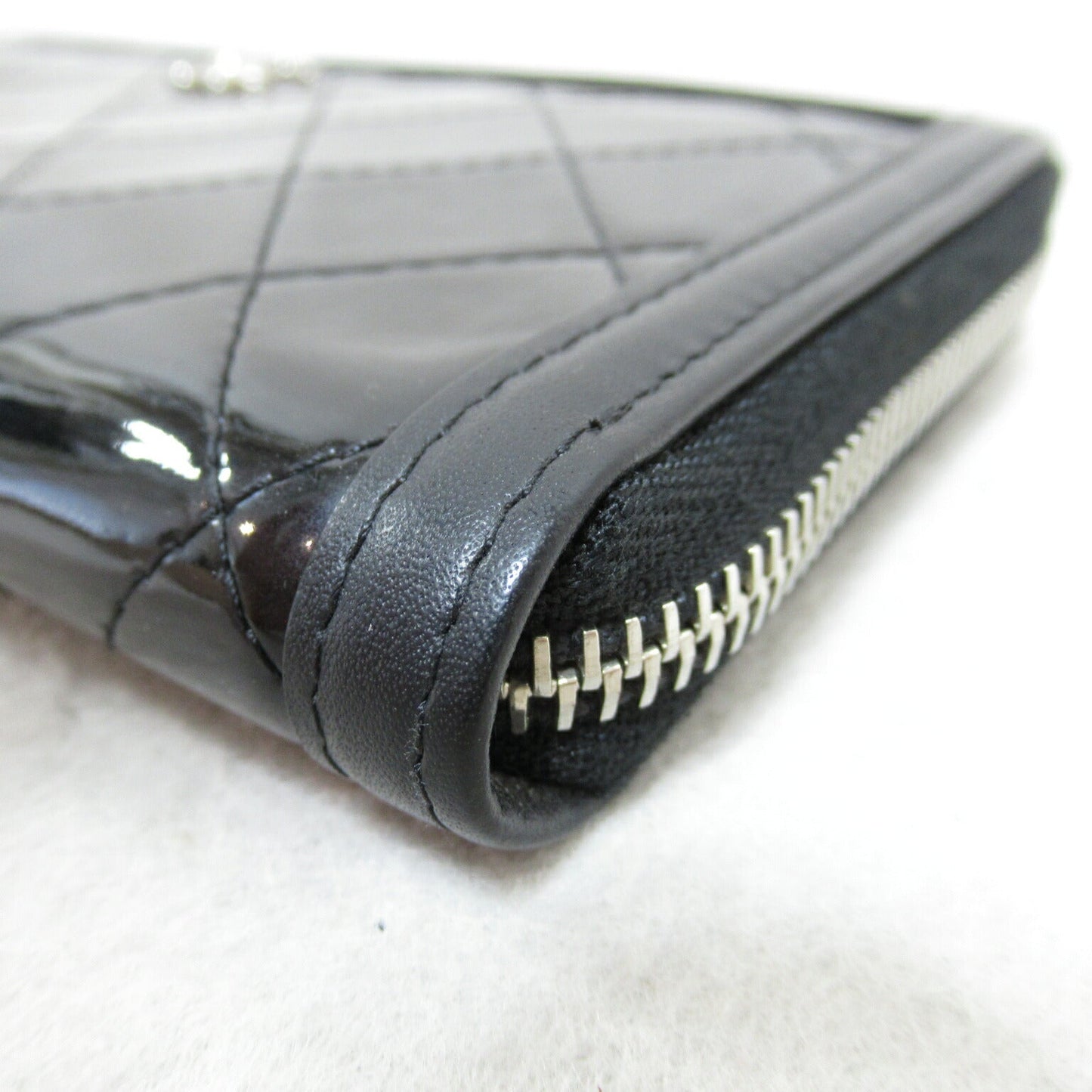 Chanel Black Enamel Round Wallet