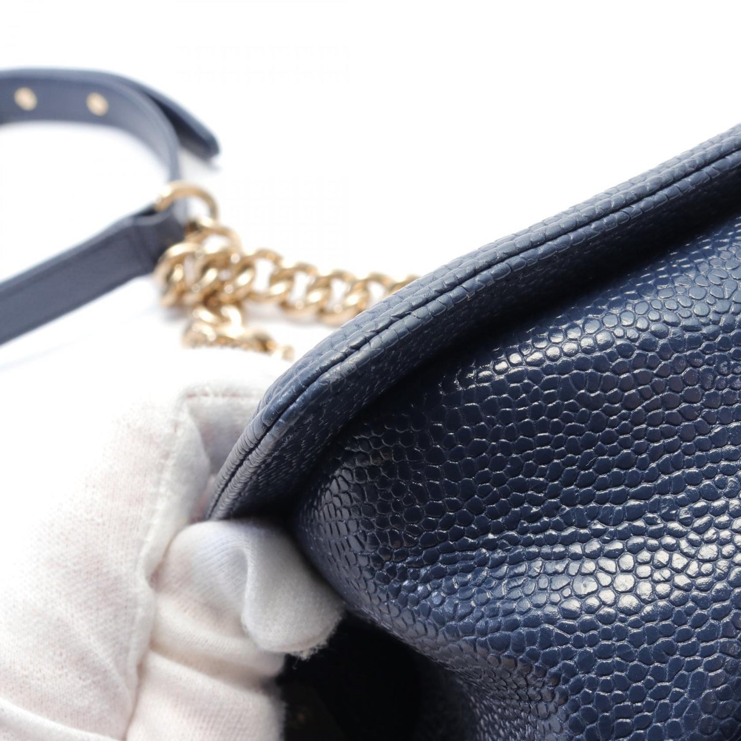 Chanel Boy Caviar Shoulder Bag Navy
