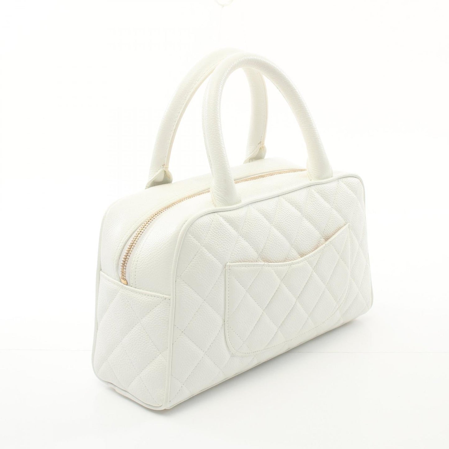 Chanel CC Quilted Caviar Bowling Bag Leather Handbag A20996 in New Condition