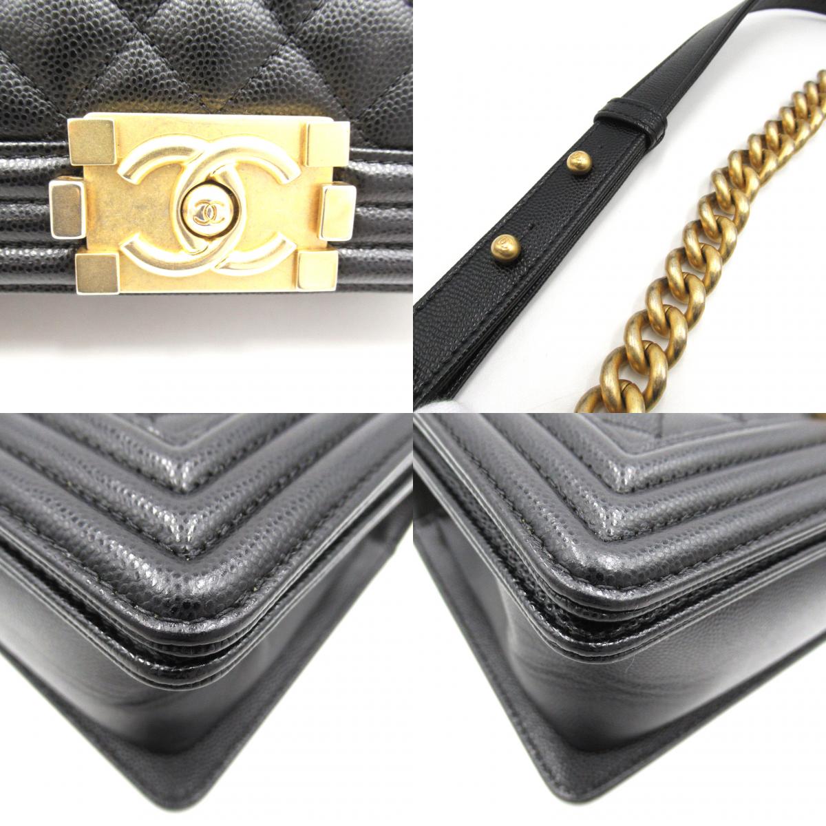 Chanel Boy Chain Shoulder Bag Black Caviar