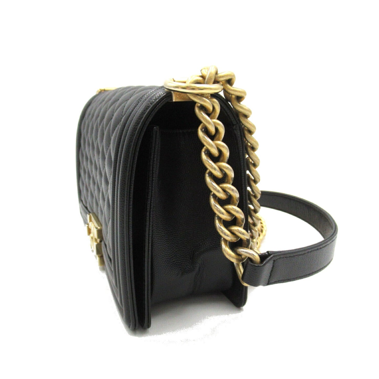 Chanel Boy Chain Shoulder Bag Black Caviar