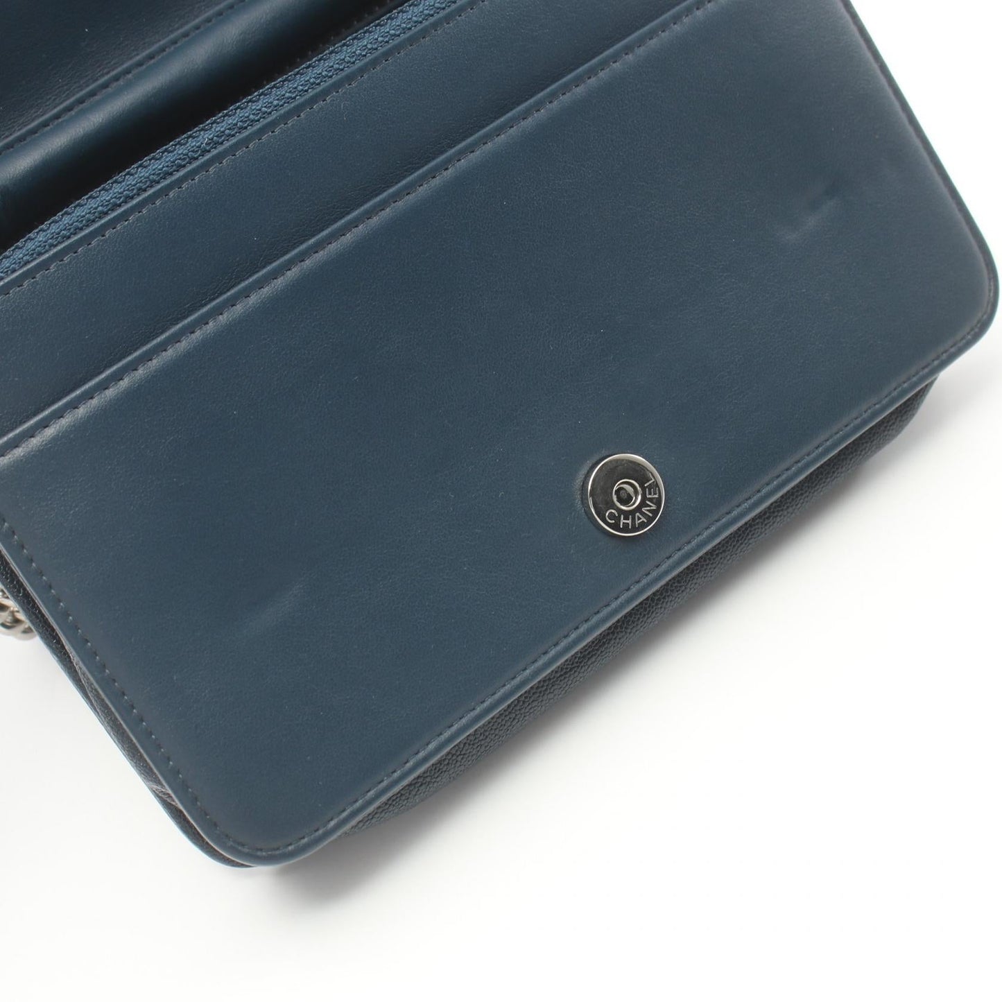 Chanel Boy Matelasse Shoulder Bag Navy