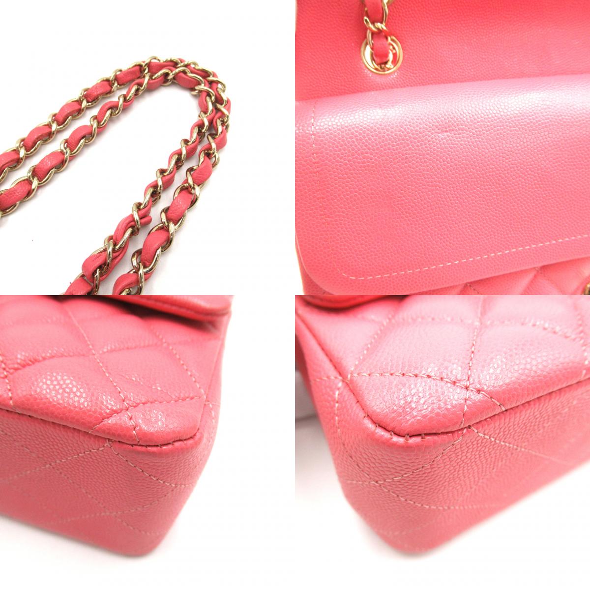 Chanel Caviar Double Flap Shoulder Bag Pink