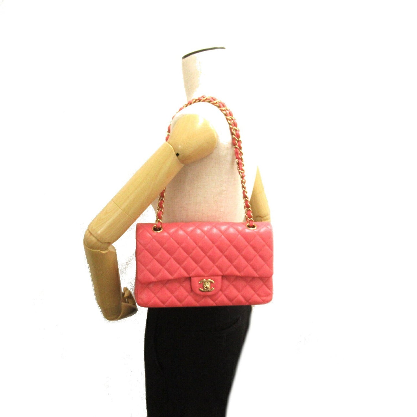 Chanel Caviar Double Flap Shoulder Bag Pink