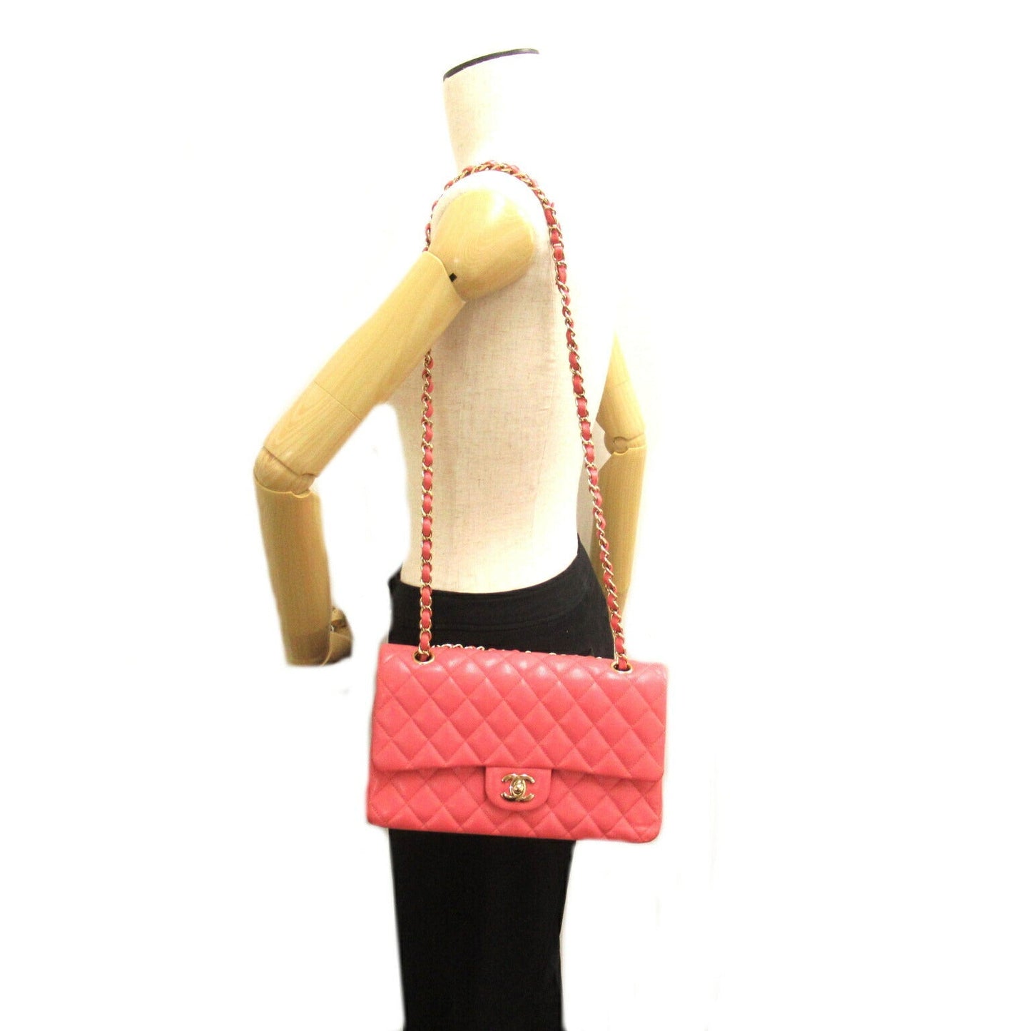 Chanel Caviar Double Flap Shoulder Bag Pink