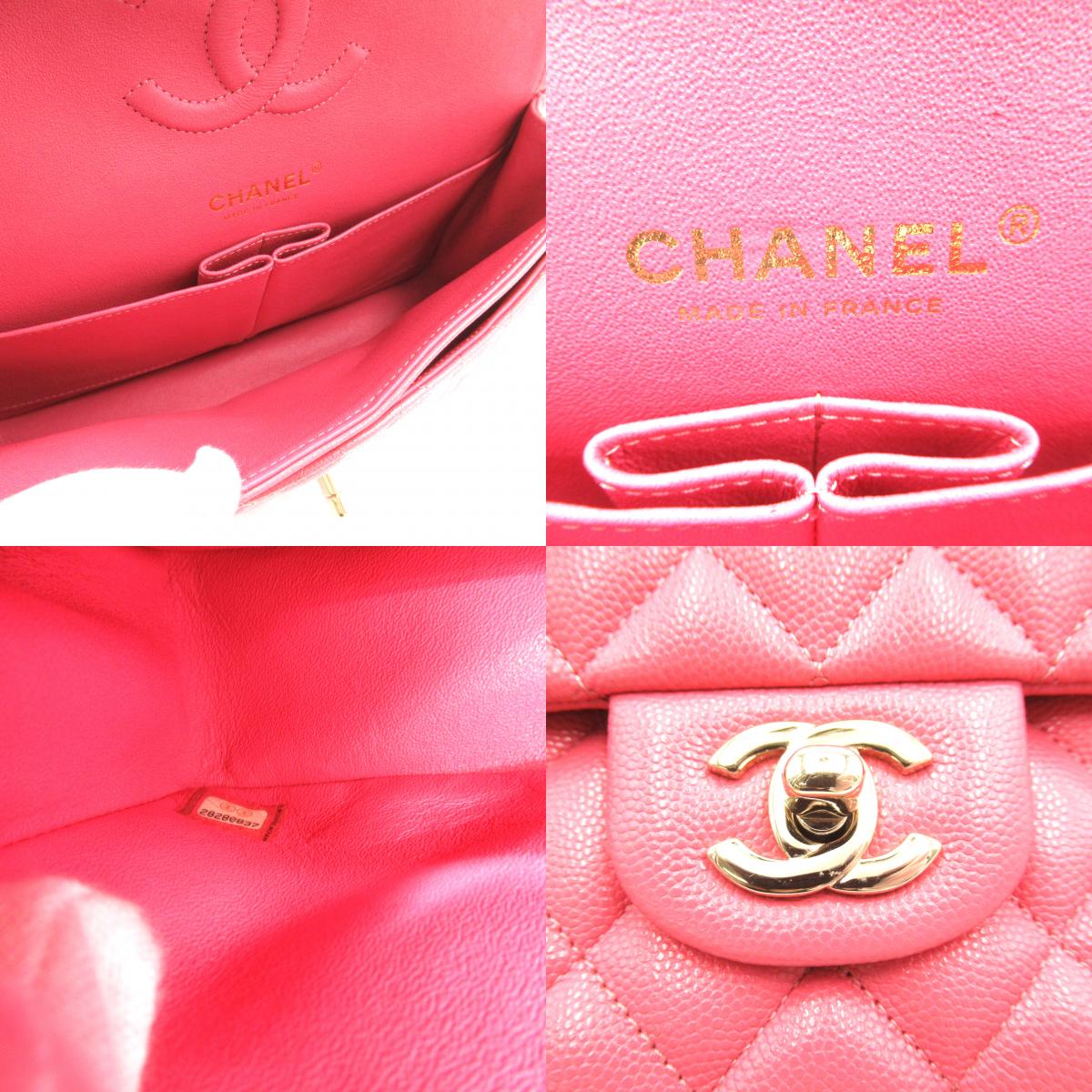 Chanel Caviar Double Flap Shoulder Bag Pink