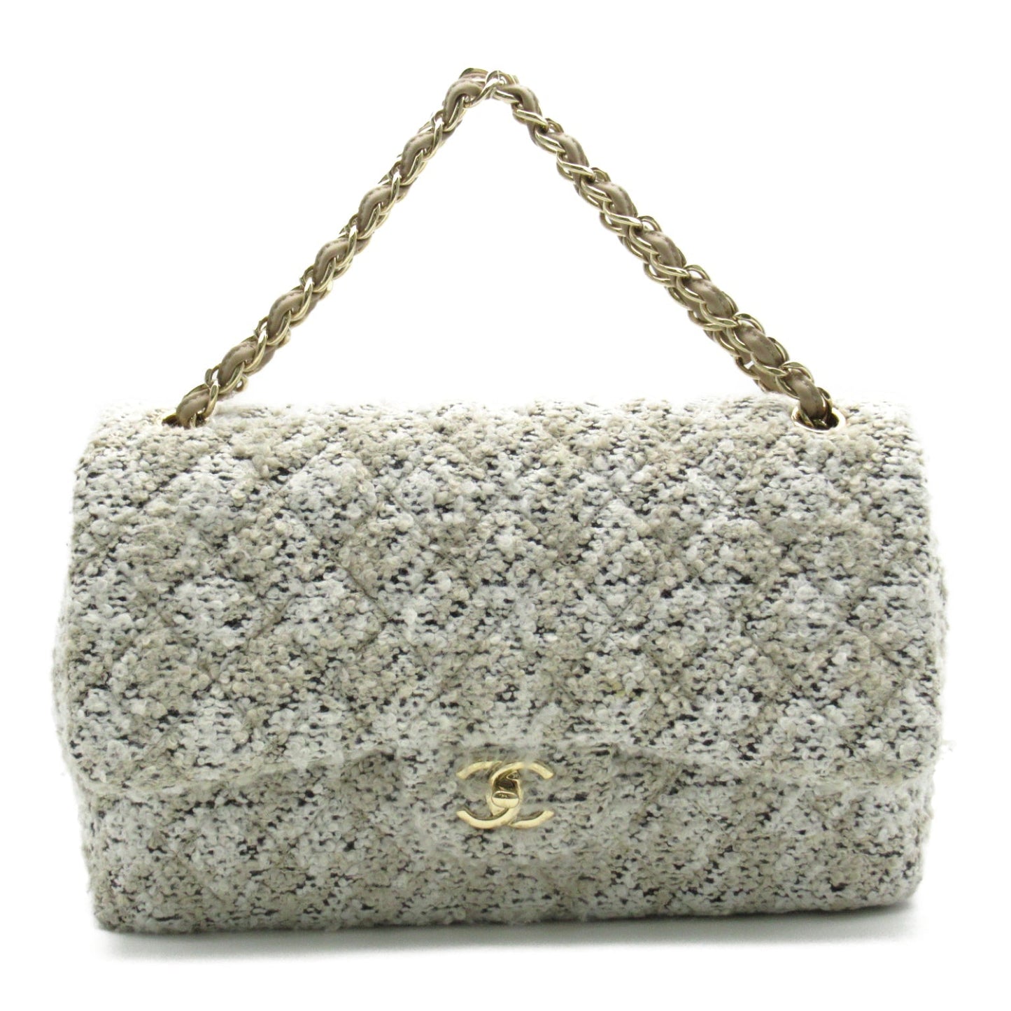 Chanel Classic Tweed Double Flap Bag Canvas Shoulder Bag A58600 in Great Condition