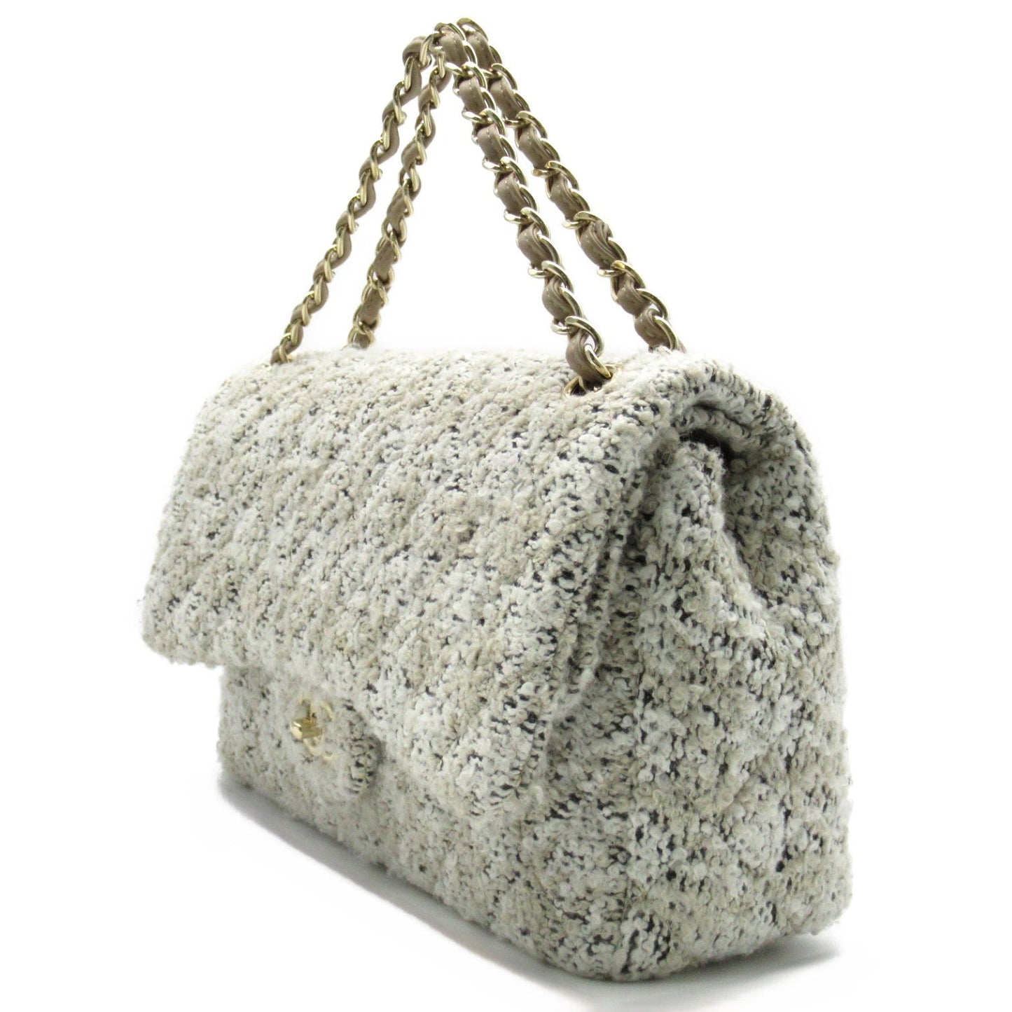 Chanel Classic Tweed Double Flap Bag Canvas Shoulder Bag A58600 in Great Condition