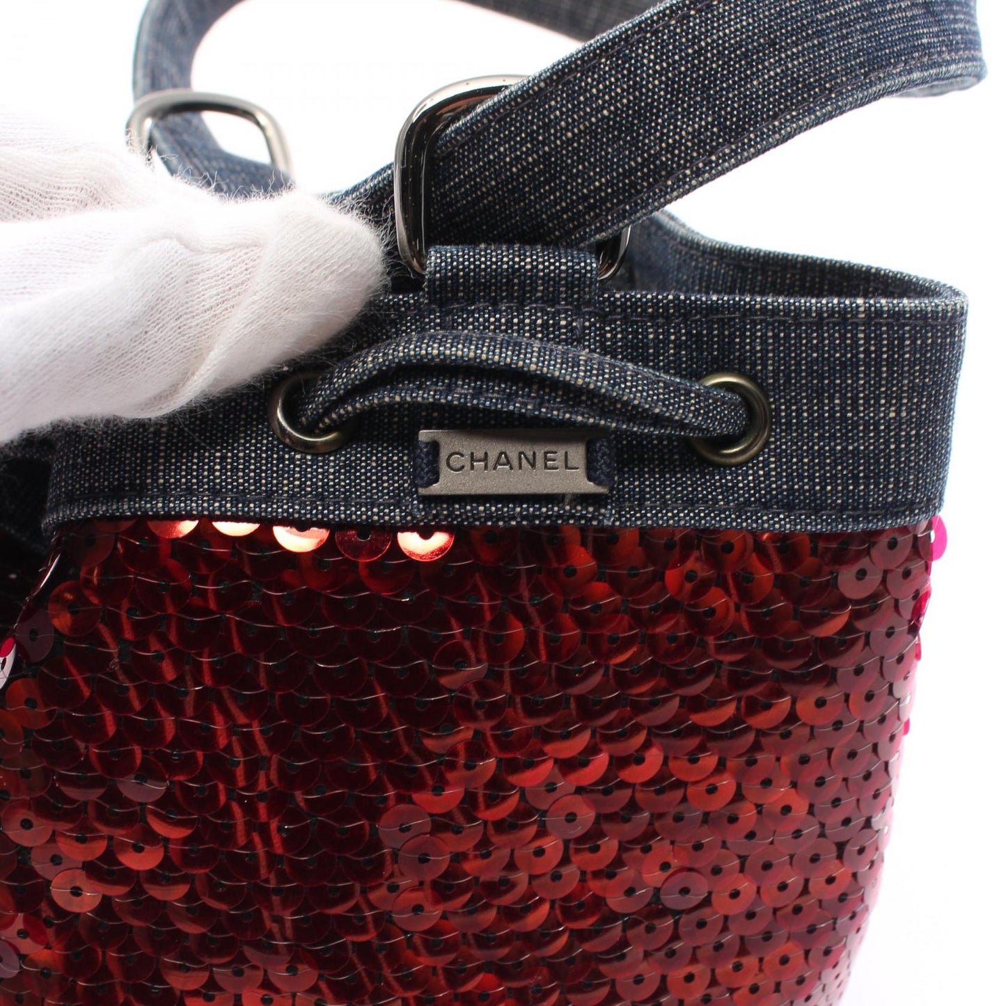 Chanel Sequins & Denim Handbag Denim Handbag 5952834 in New Condition