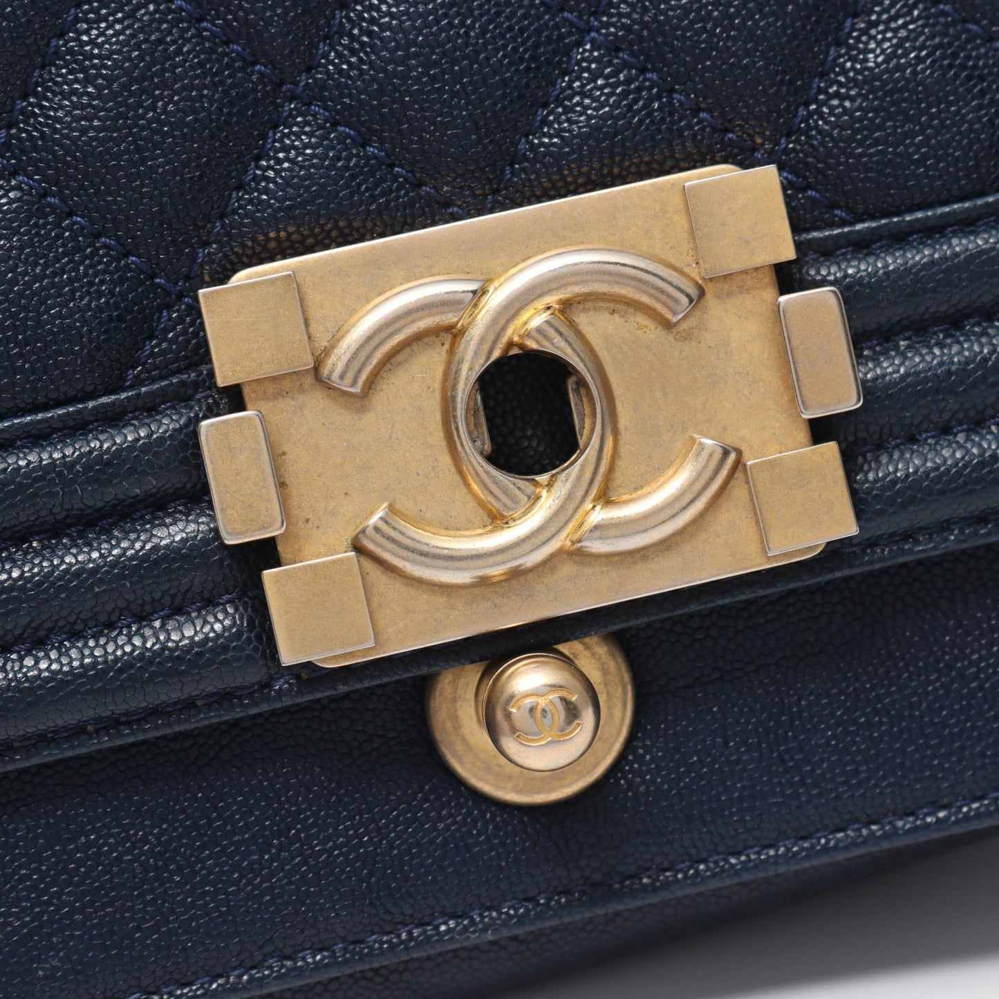 Chanel Boy Caviar Shoulder Bag Navy A676851