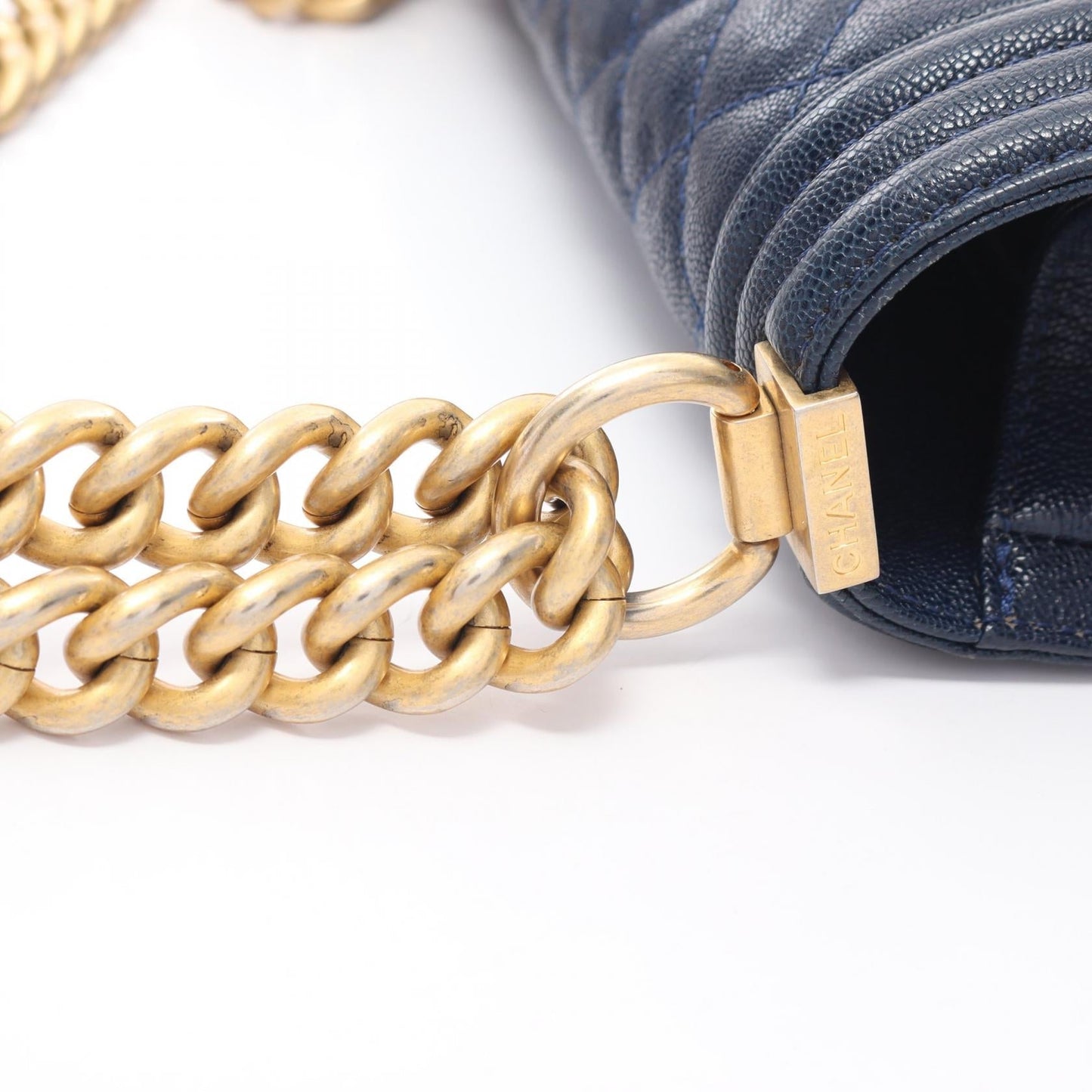 Chanel Boy Caviar Shoulder Bag Navy A676851