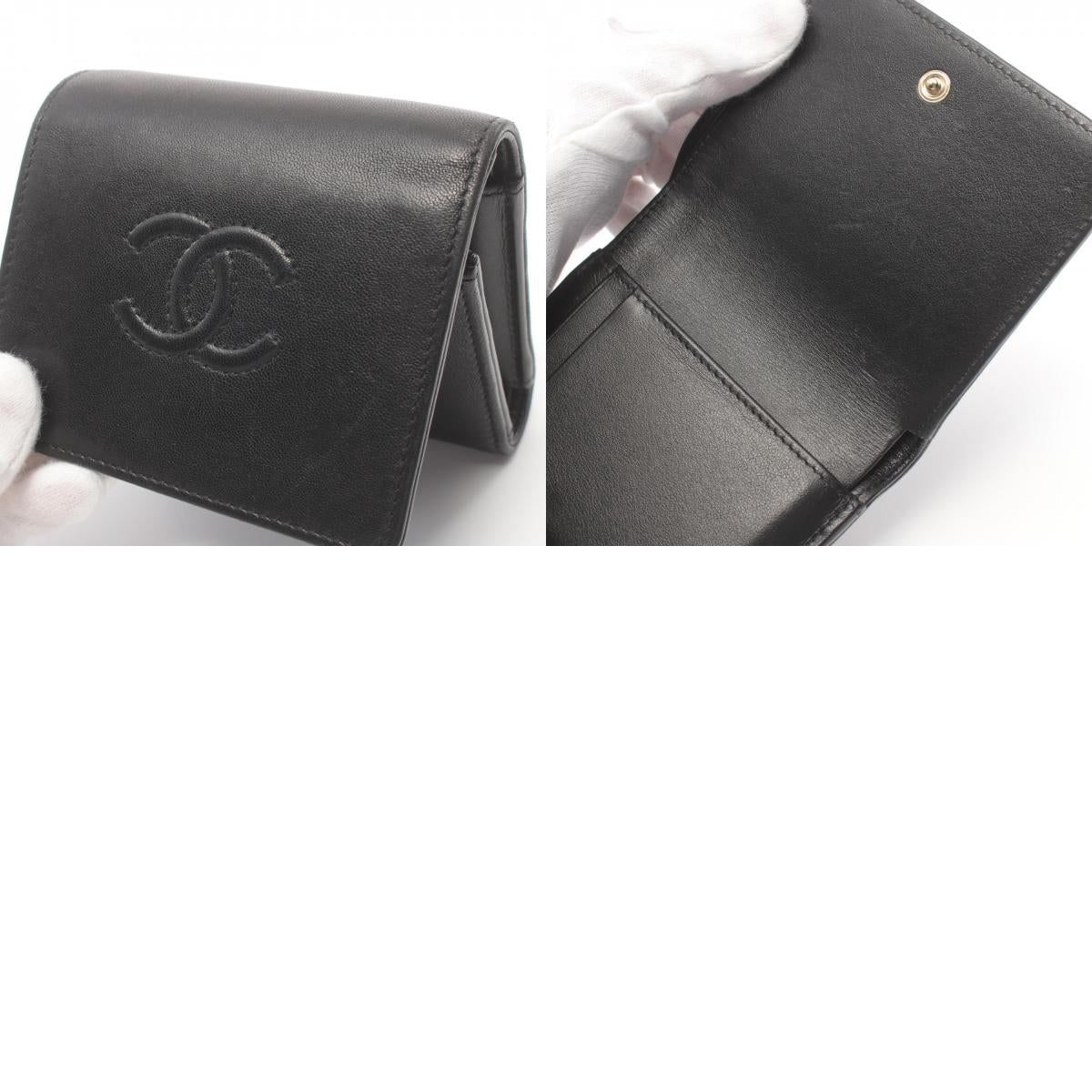 Chanel Leather Tri-fold Wallet Black