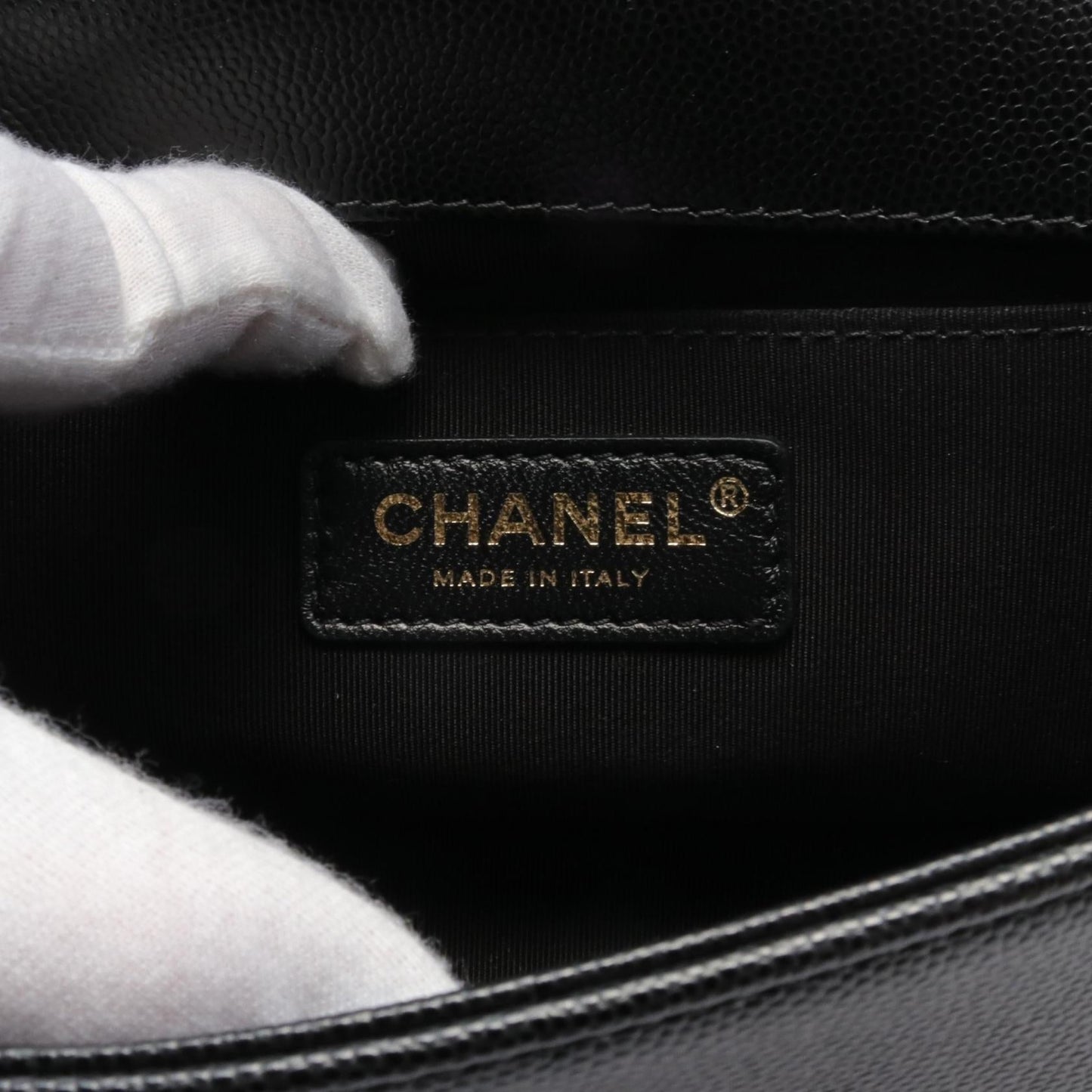 Chanel Boy Caviar Shoulder Bag Black A67085