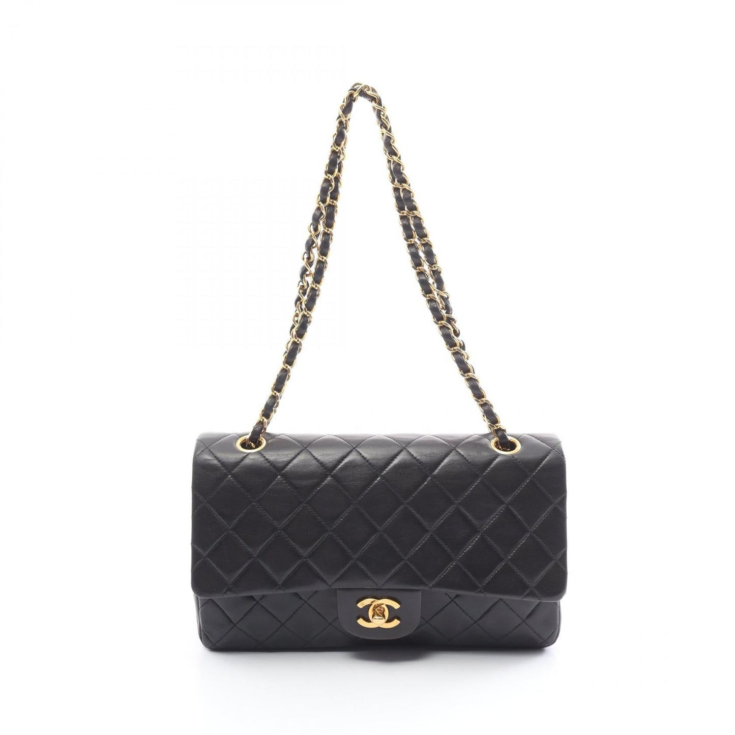 Chanel Matelasse W Flap Shoulder Bag Black