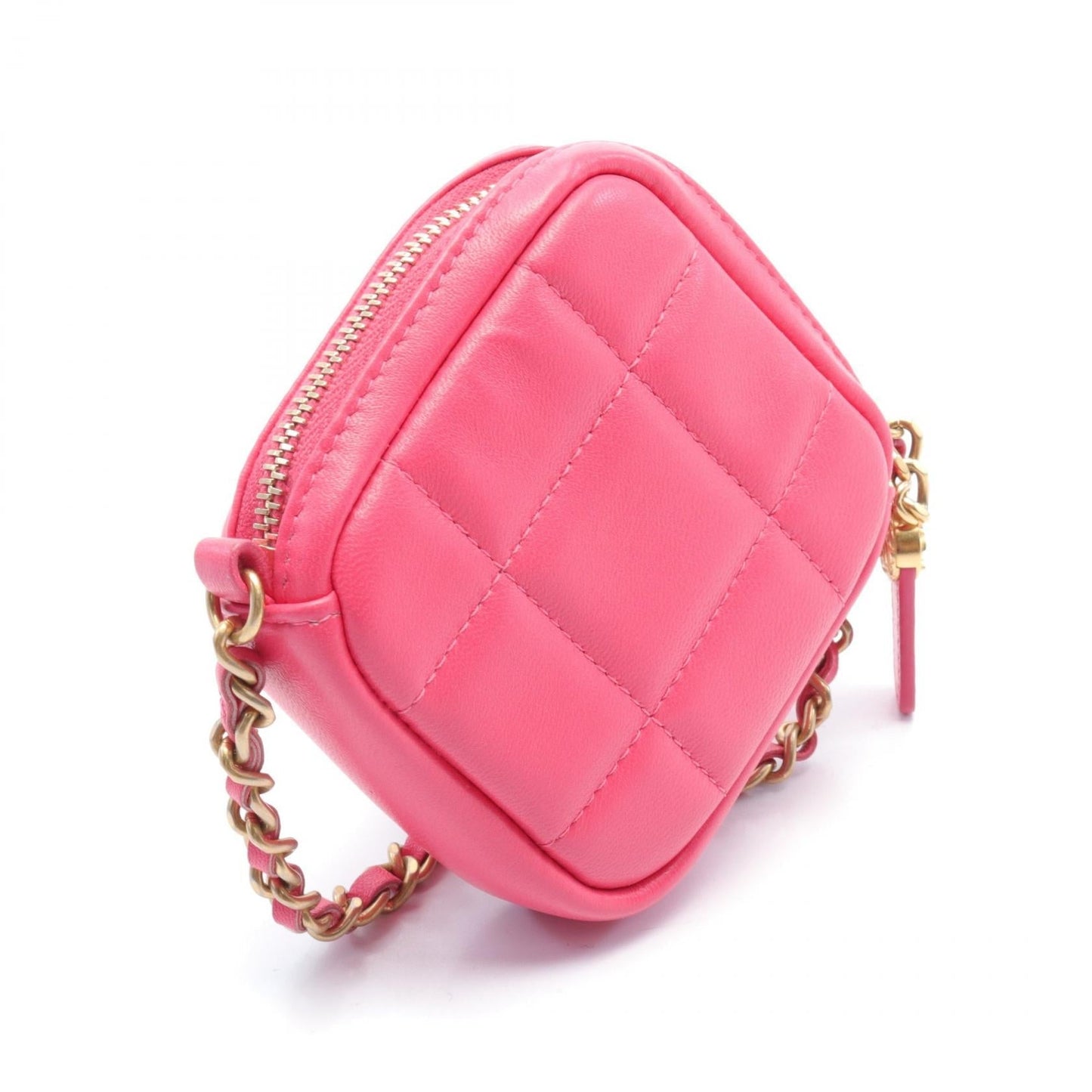 Chanel Quilted Leather Diamond Clutch with Chain Leather Crossbody Bag AP1926 in Great Condition